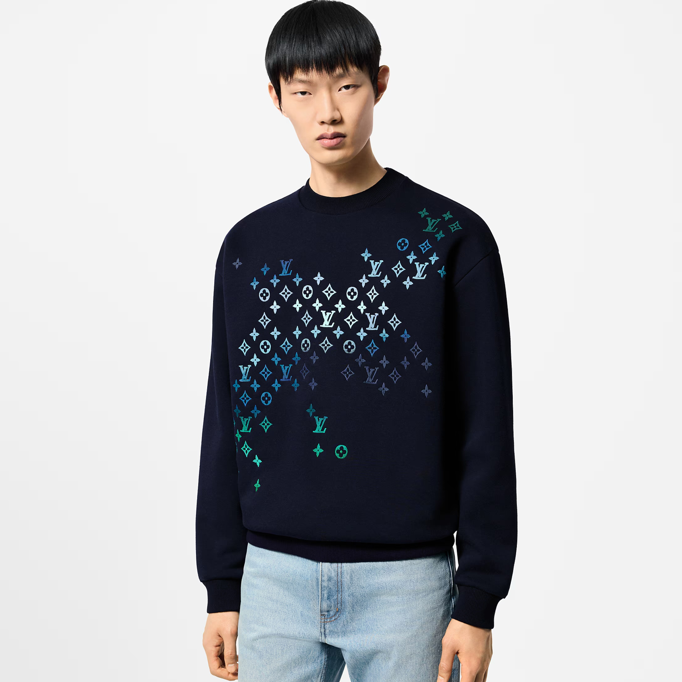 NIGO Louis Vuitton Men's Spring and Autumn Gradient Pattern Printed Cotton Round Neck Long Sleeve Sweatshirt #nigo72774
