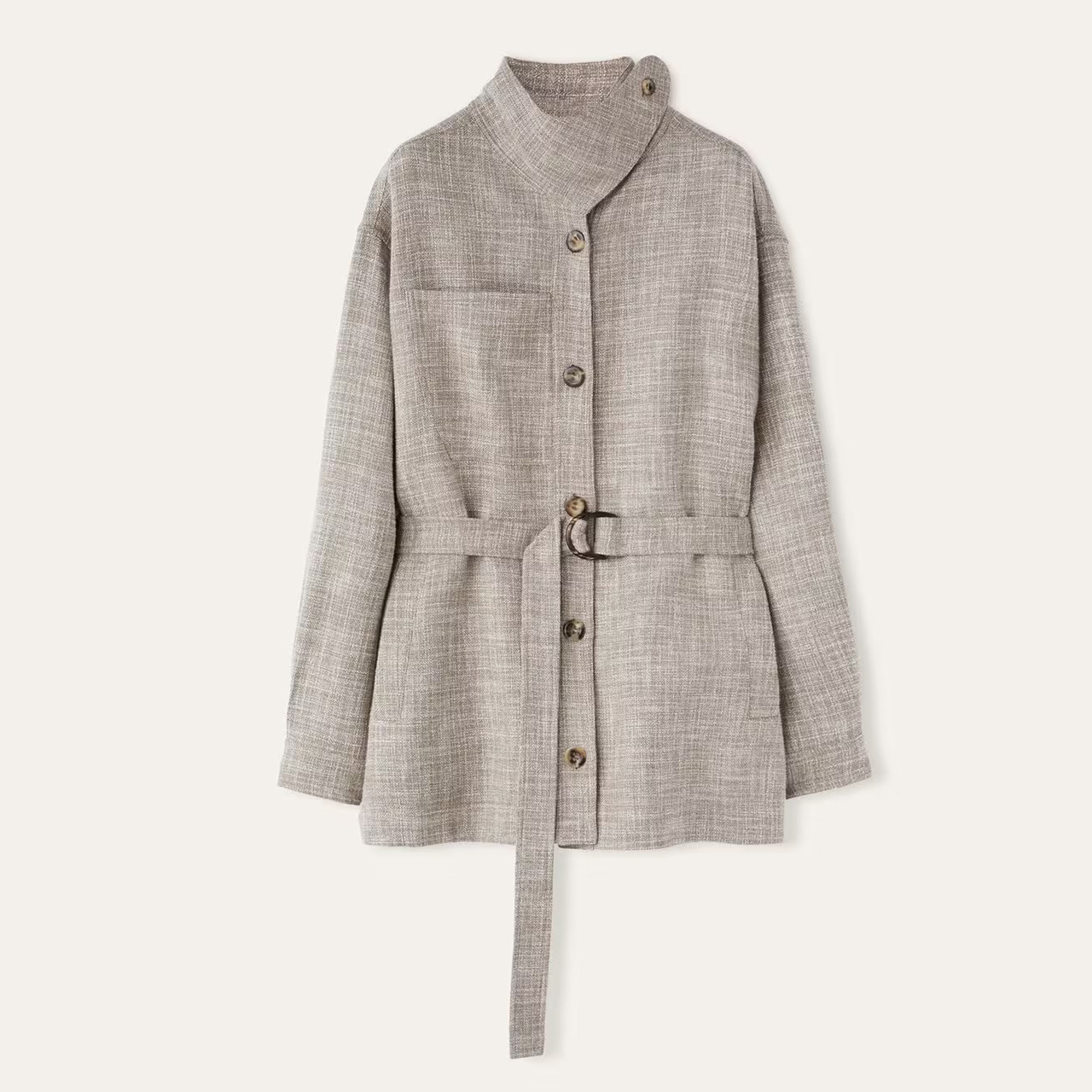 NIGO Loro Piana Women's Spring And Autumn Solid Color Standing Collar Single-Breasted Belt Wool Blend Ardian Jacket Casual High-Waisted Lien Pants Ngvp #nigo9161