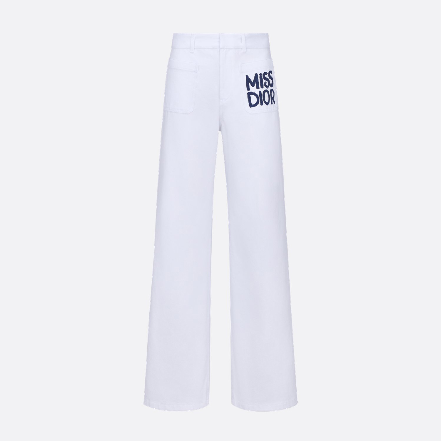 NIGO Dior Women's Spring Autumn White Logo Letter Print Zipper Flare Casual Pants #nigo72763