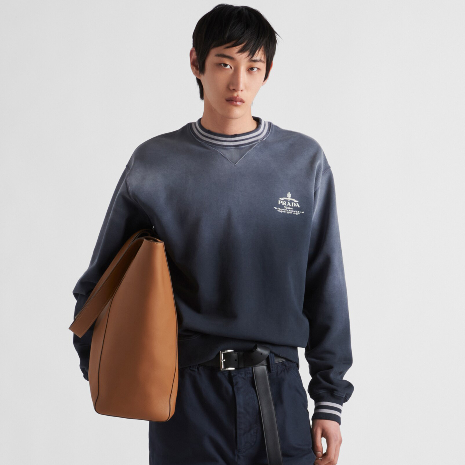 NIGO Prada Men's Spring and Autumn Logo Printed Striped Trim Round Neck Cotton Pullover Long Sleeve Sweatshirt #nigo72771