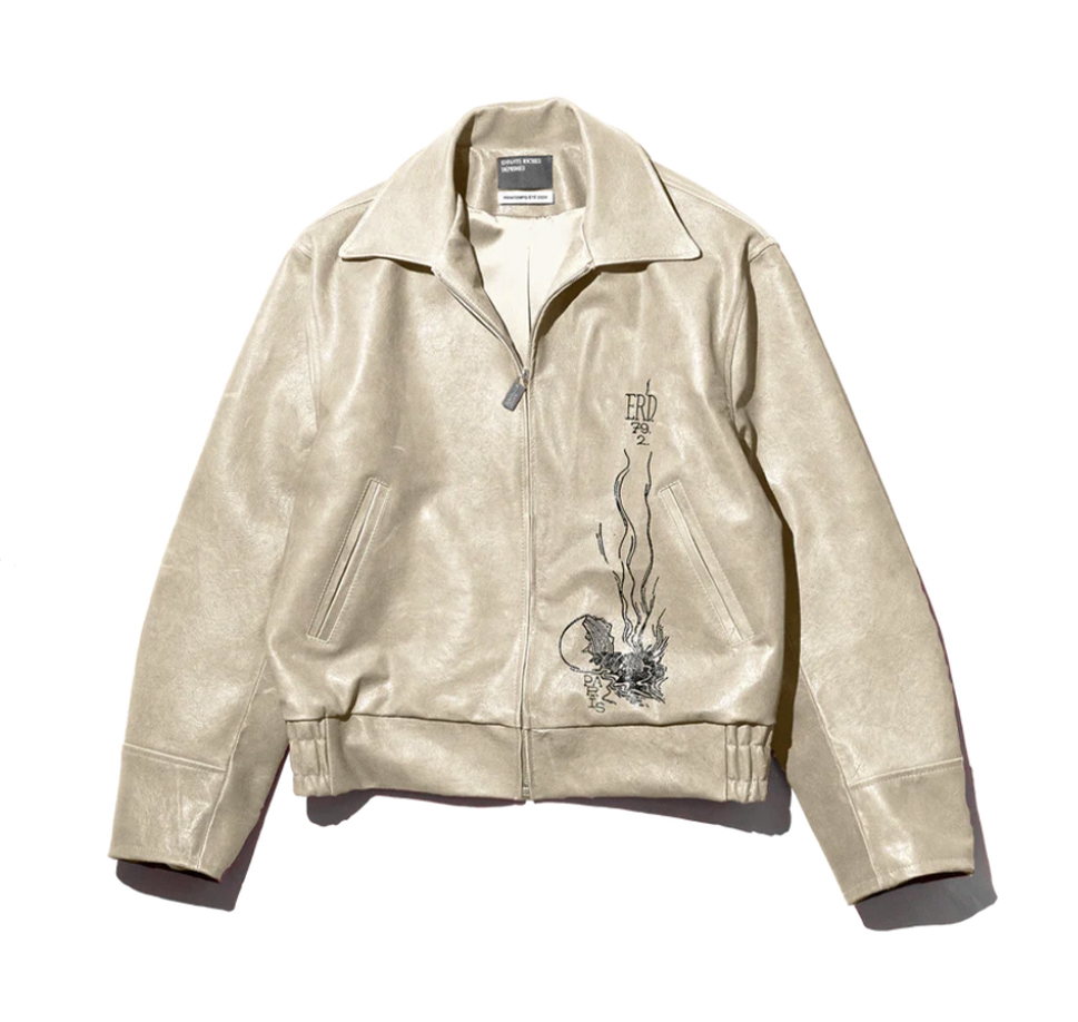 NIGO Enfants Riches Deprimes Men's Spring And Autumn Solid Color Sheepskin Loose Short Doing Old Embroidery Arcane 17 Zipper Leather Jacket Ngvp #nigo9167
