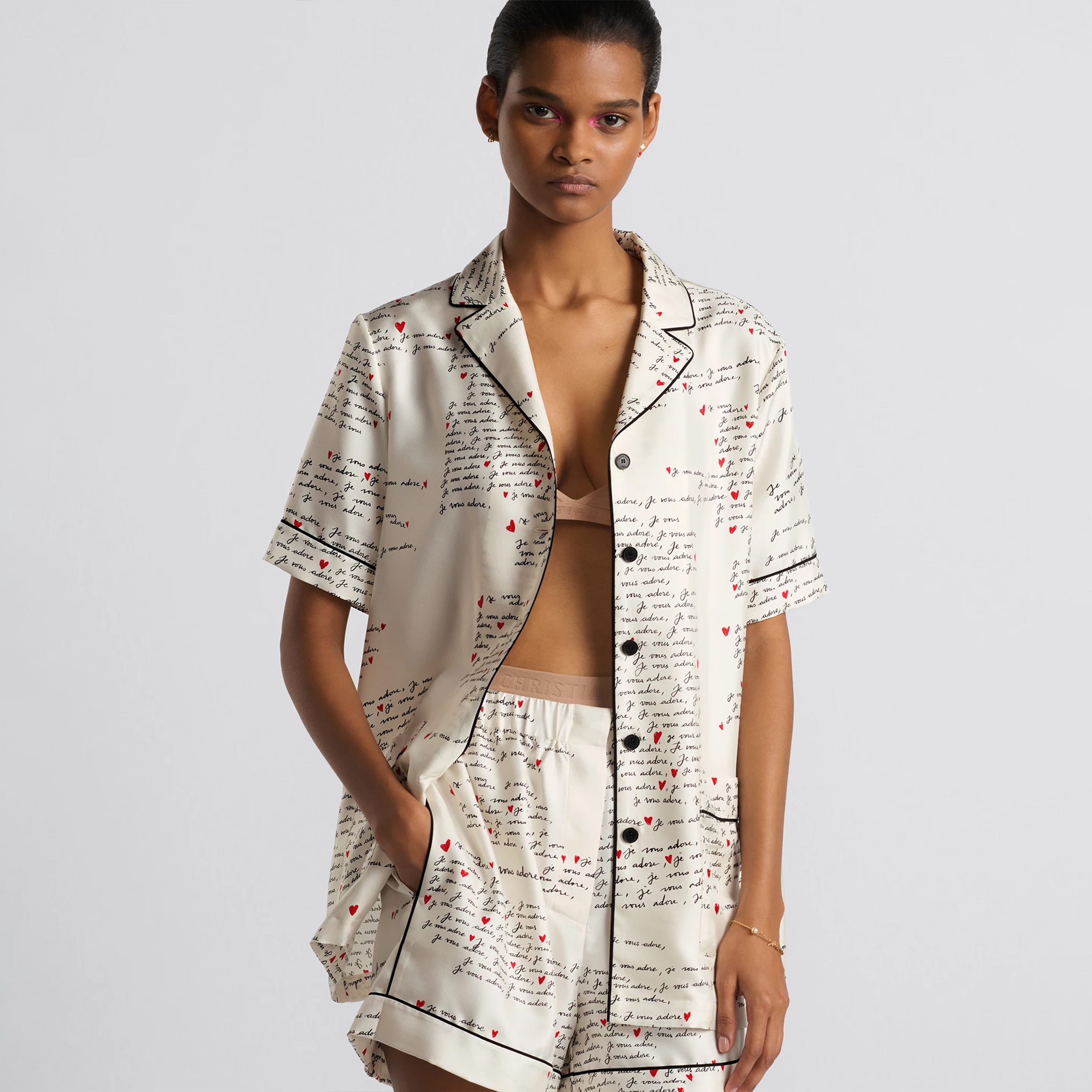 NIGO Dior Women's Letter Printed Lapel Summer Silk Dioramour Short Sleeve Shirt Casual Elastic Waist Loose Shorts Ngvp #nigo9168