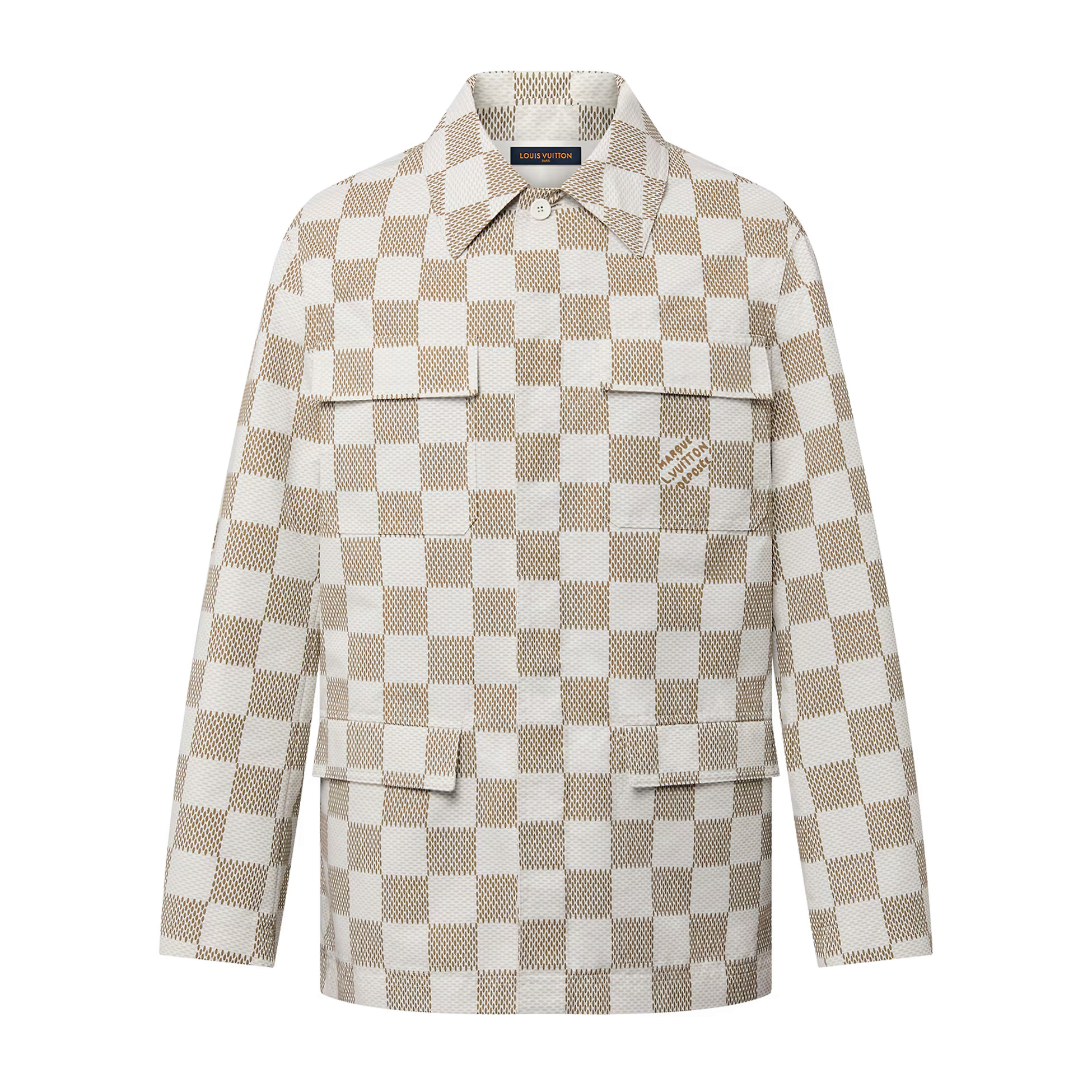 NIGO Louis Vuitton Men's Fall And Winter White Checkered Lapel Single Breasted Pocket Long Sleeved Jacket #nigo72775