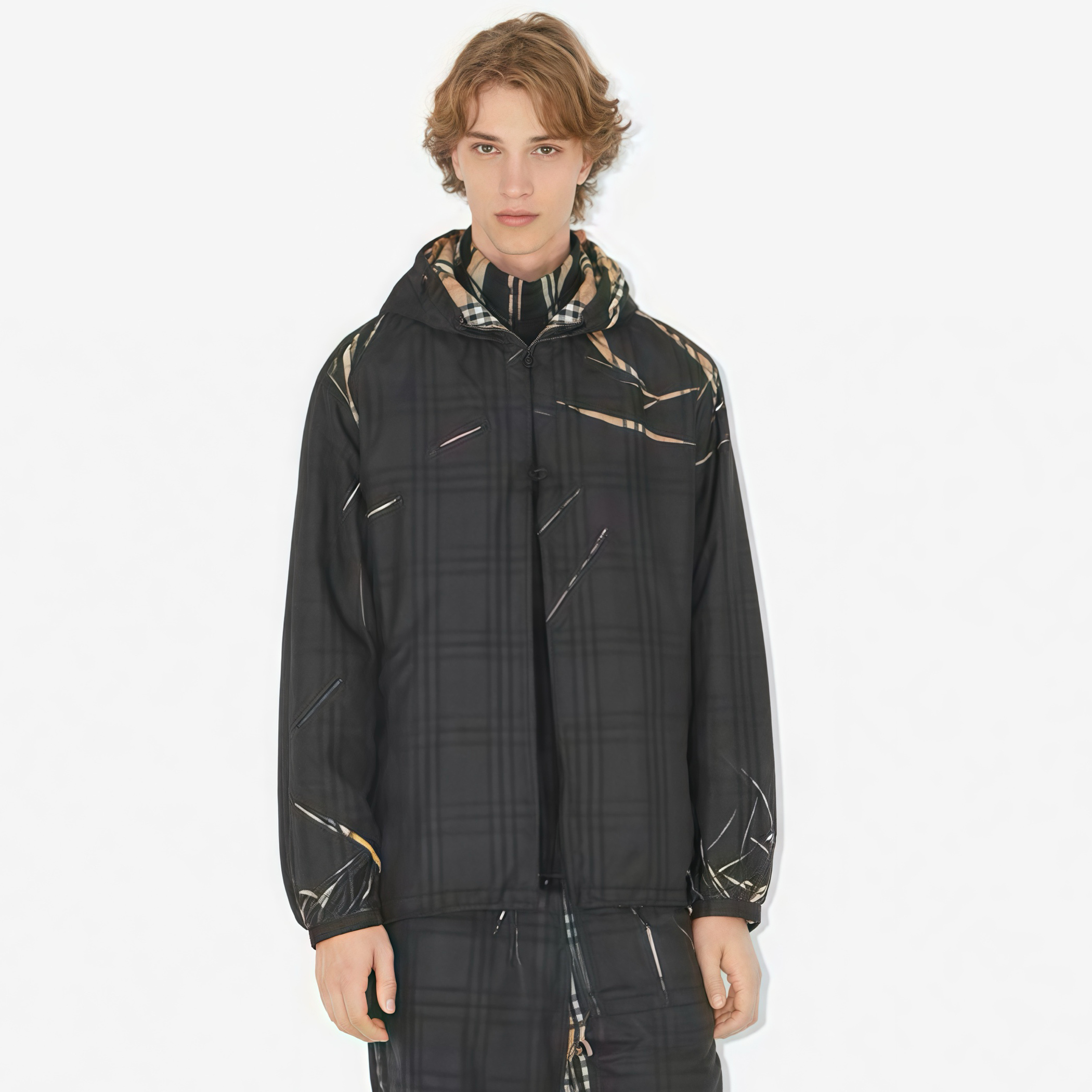 NIGO Burberry Men's Spring Autumn Slice Checkered Printed Pattern Hooded Zipper Long Sleeve Jacket #nigo72776