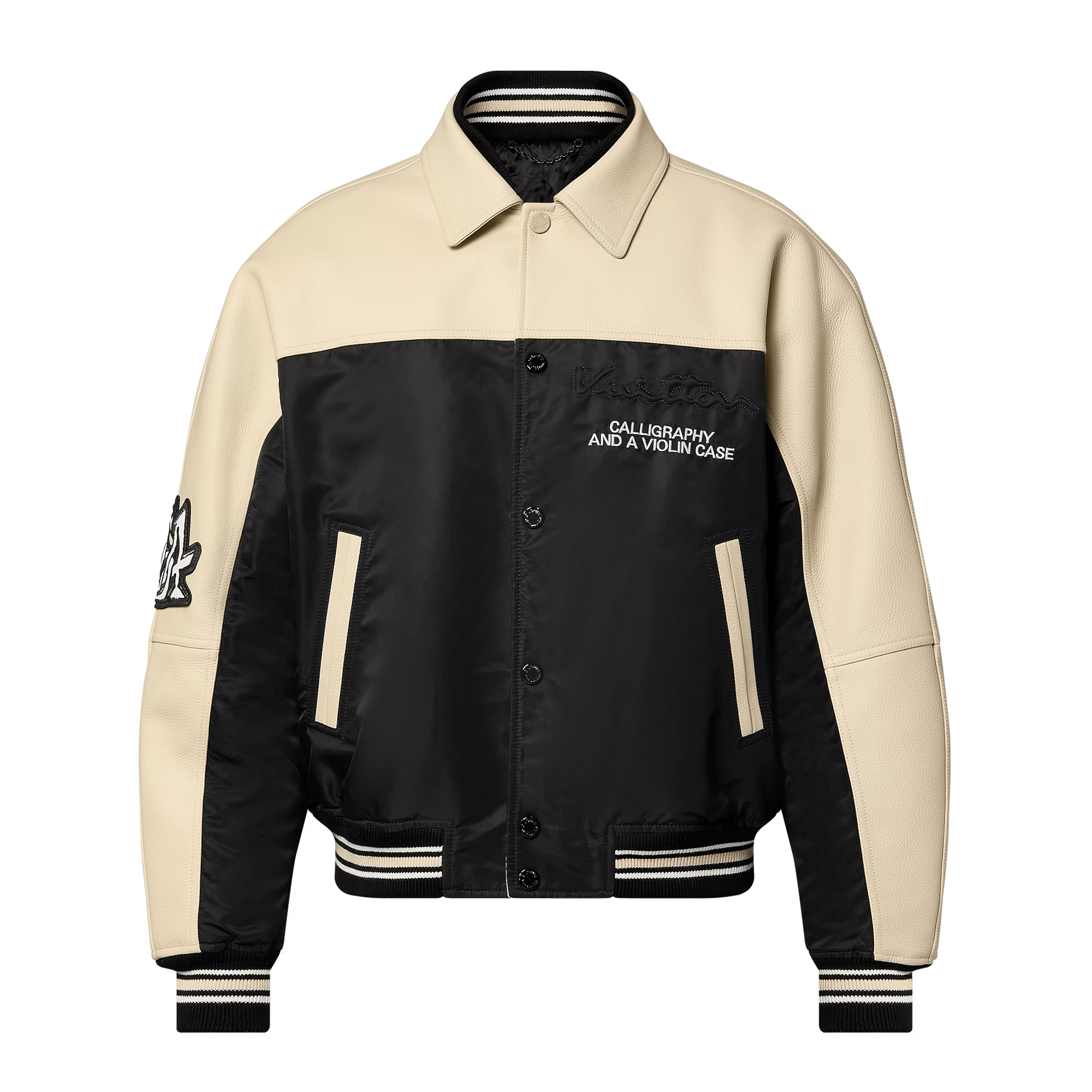 NIGO Louis Vuitton Men's Autumn Single Breasted Leather And Nylon Blouson Jacket #nigo72784