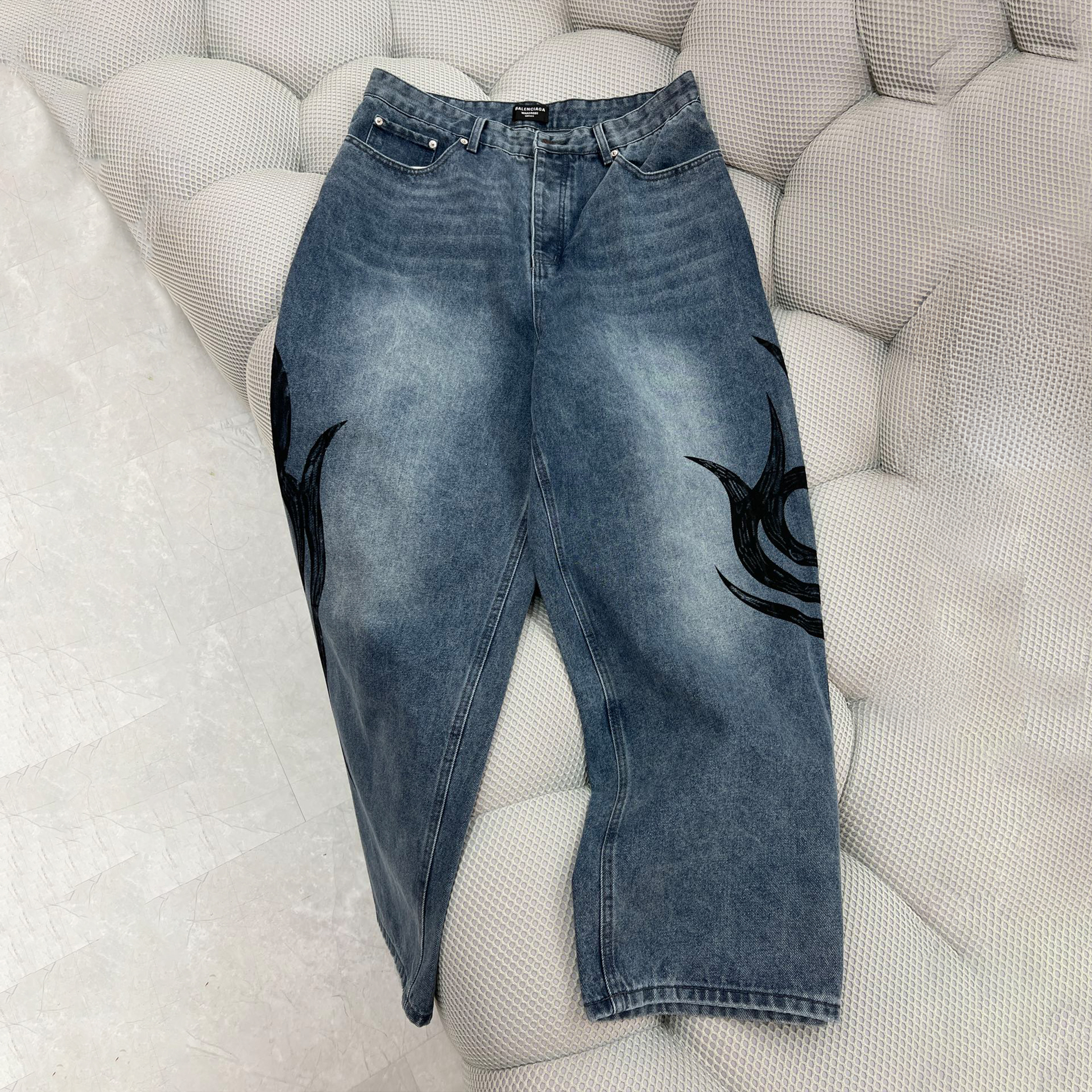 NIGO Balenciaga Men's Spring And Fall Fashion Retro Graffiti Washed Fashion Trend Jeans Straight Wide-leg Pants Ngvp #nigo9124