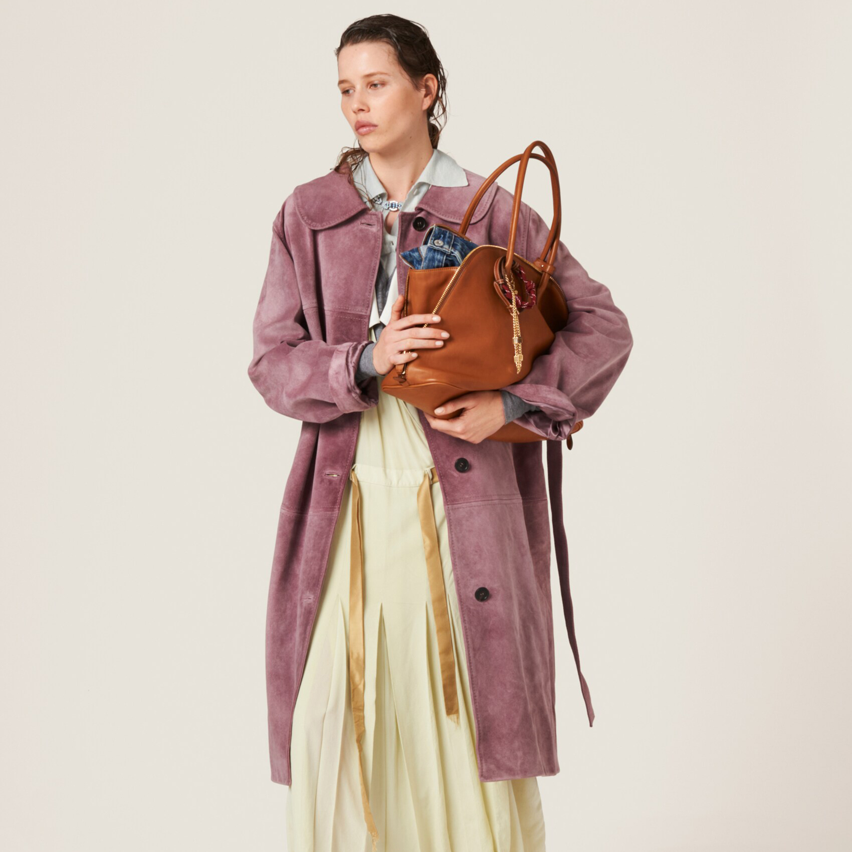 NIGO MiuMiu Women's Solid Color Logo Lapel Suede Single Breasted Pants Coat Jacket #nigo72796