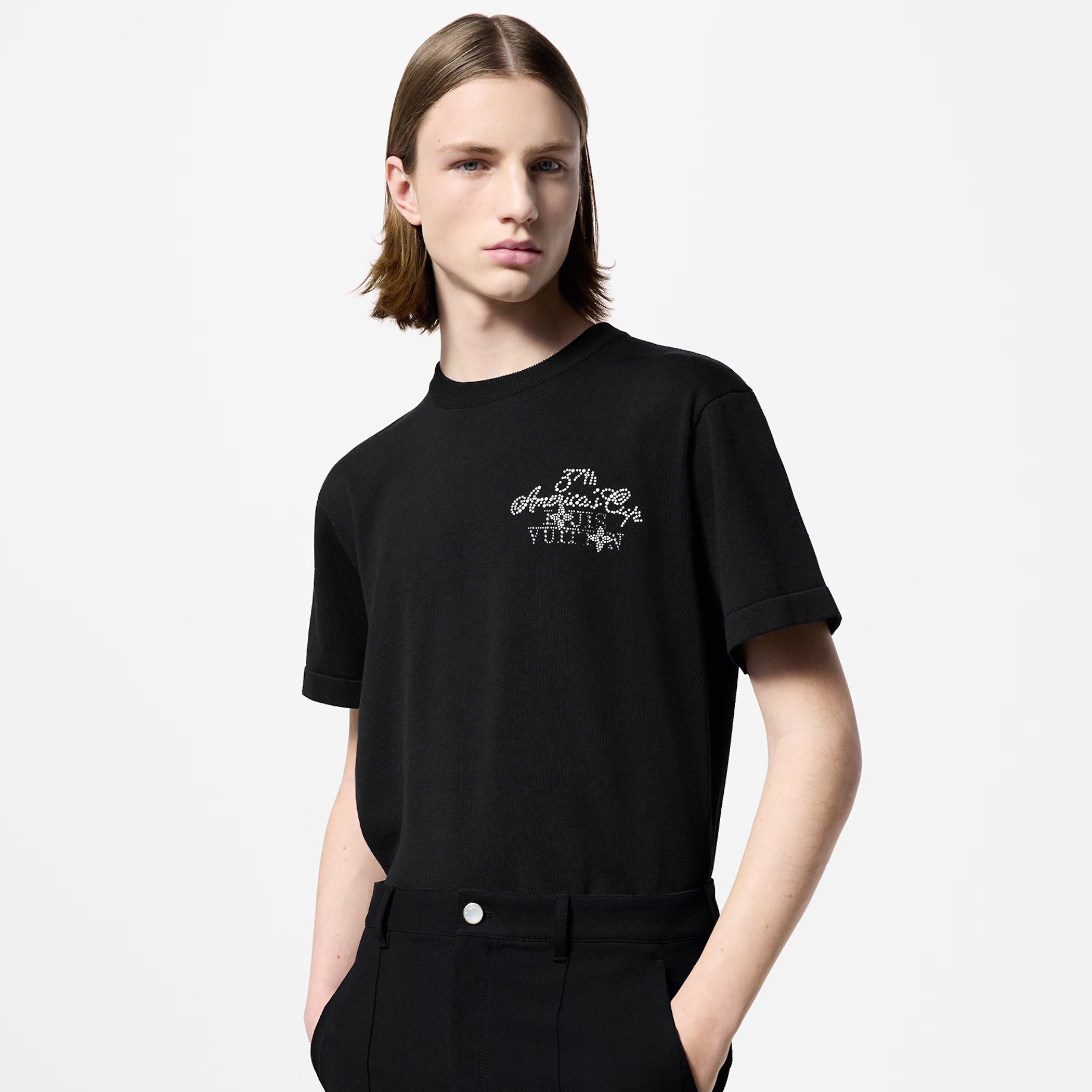 NIGO Louis Vuitton Men's Summer Black Letter Embroidered Logo Round Neck Cotton Short Sleeve T-Shirt #nigo72789