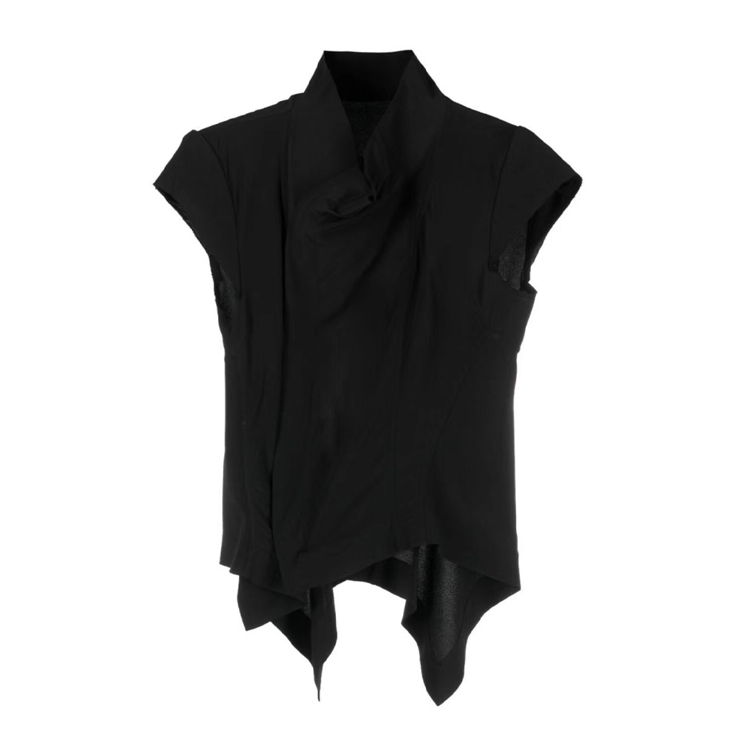 NIGO Rick Owens Women's Summer Solid Color Standing Neck Fashion Irregular Sleeveless T-Shirt #nigo71431