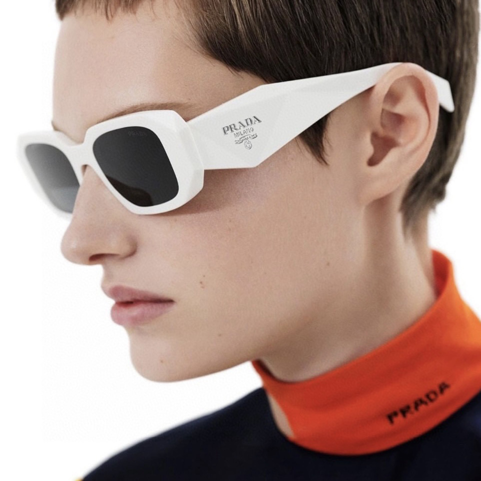 NIGO Prada Women's Triangle Logo Solid Color Acetate Irregular Shape Sunglasses Eyeglasses Glasses #nigo72799