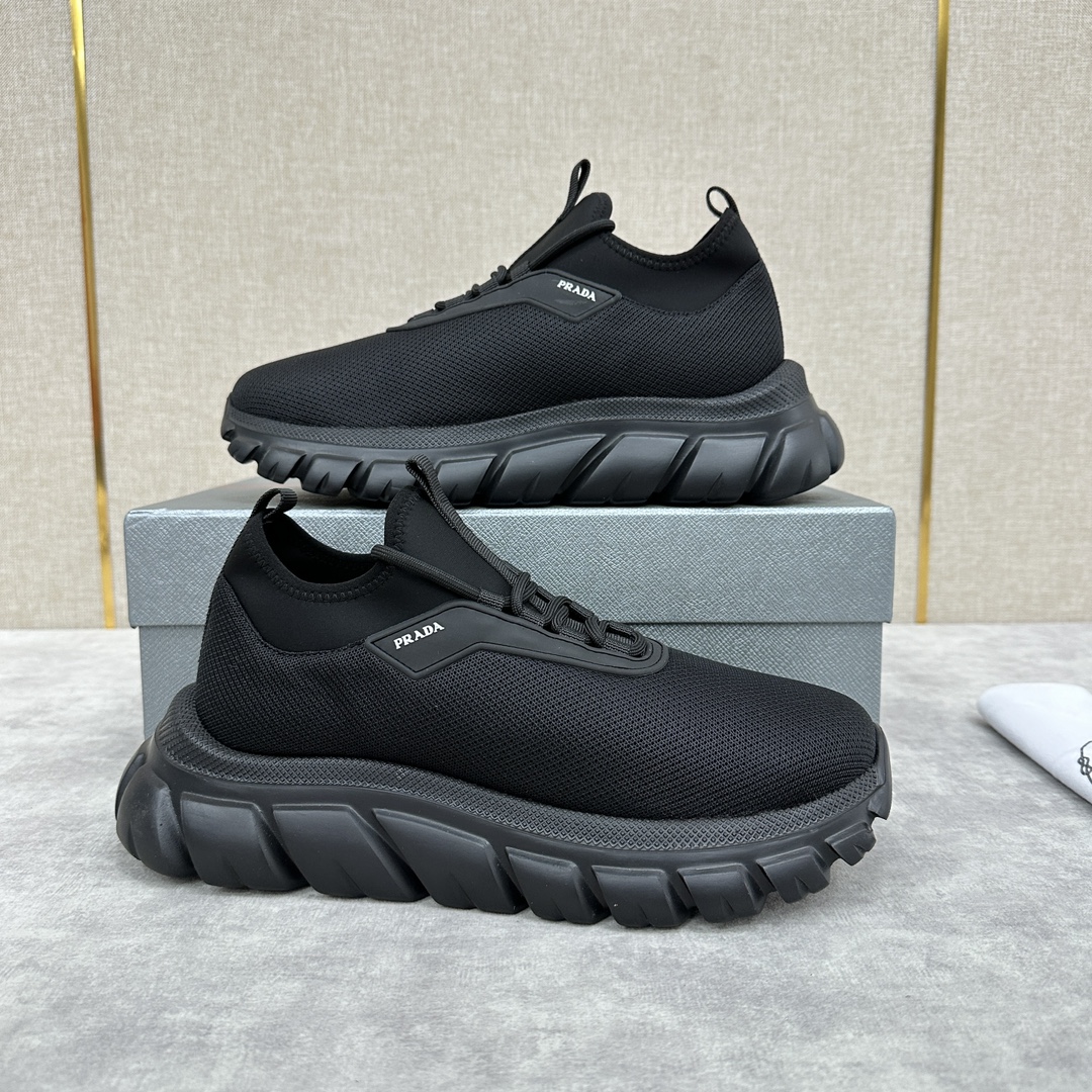 NIGO Prada Men's Mesh Mesh Design Round Toe Lace Up Breathable Thick Bottom Low Top Casual Shoes #nigo72825