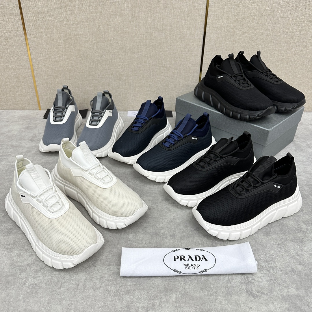 NIGO Prada Men's Mesh Mesh Design Round Toe Lace Up Breathable Thick Bottom Low Top Casual Shoes #nigo72825