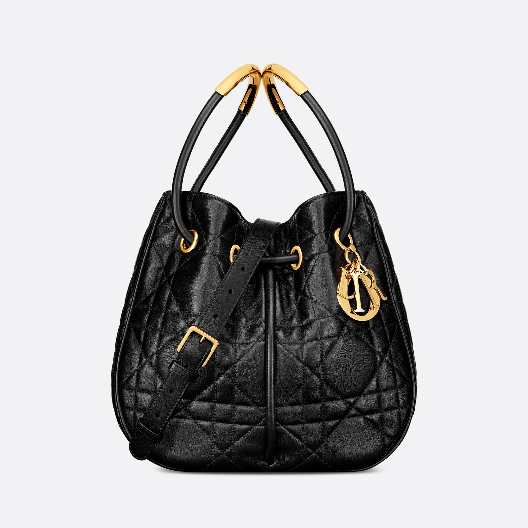 NIGO Dior Nolita Women's Black Adjustable Removable Shoulder Strap Magnetic Drawstring Closure Lambskin Shoulder Crossbody Handbag Bag Bags #nigo72827