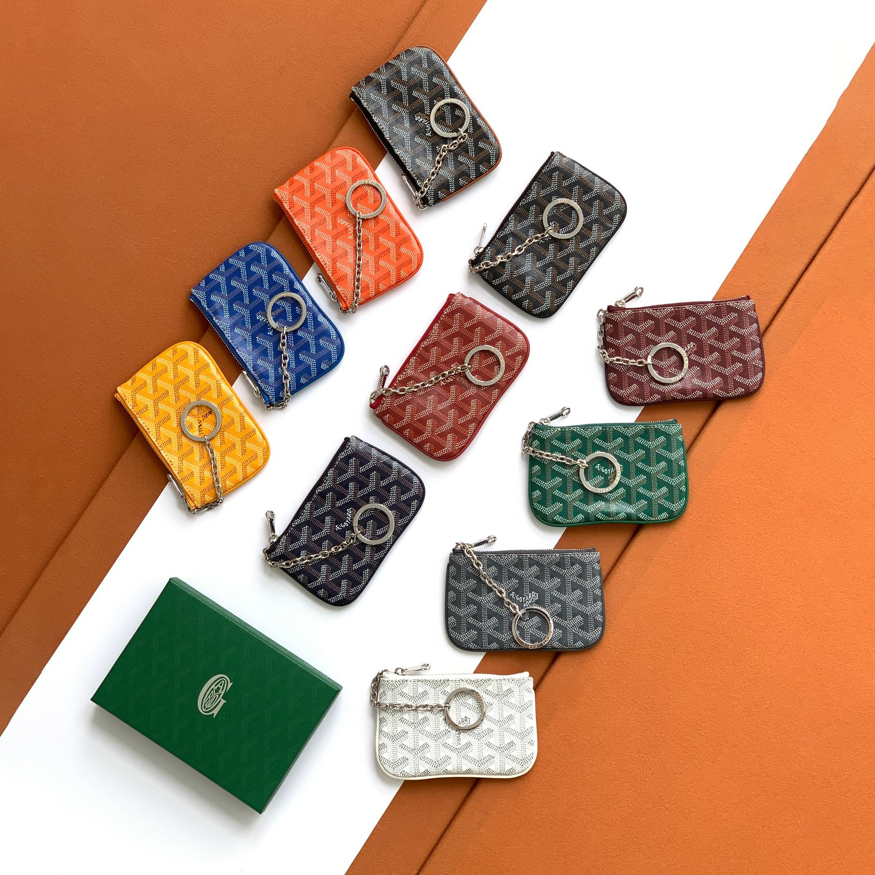NIGO GOYARD Men's and Women's Old Flower Satisfaction Zipper Closure Canvas Puzzle Calfskin Keychain Wallet Bag Bags #nigo72836