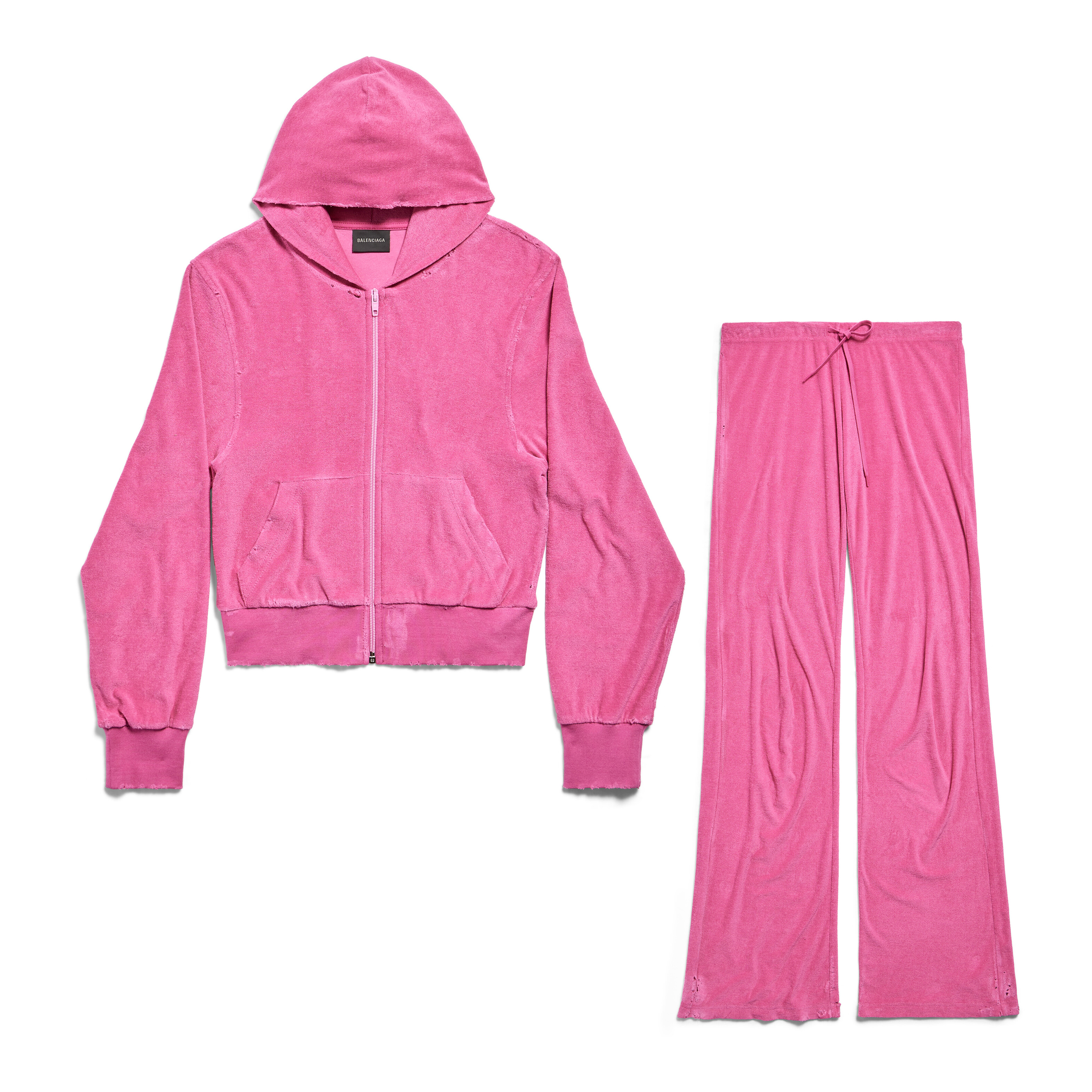 NIGO Balenciaga Women's Spring and Autumn Pink Hooded Zipper Regular Fit Long Sleeve Sweatshirt Jacket Tie Loose Pants Set Suit #nigo72848