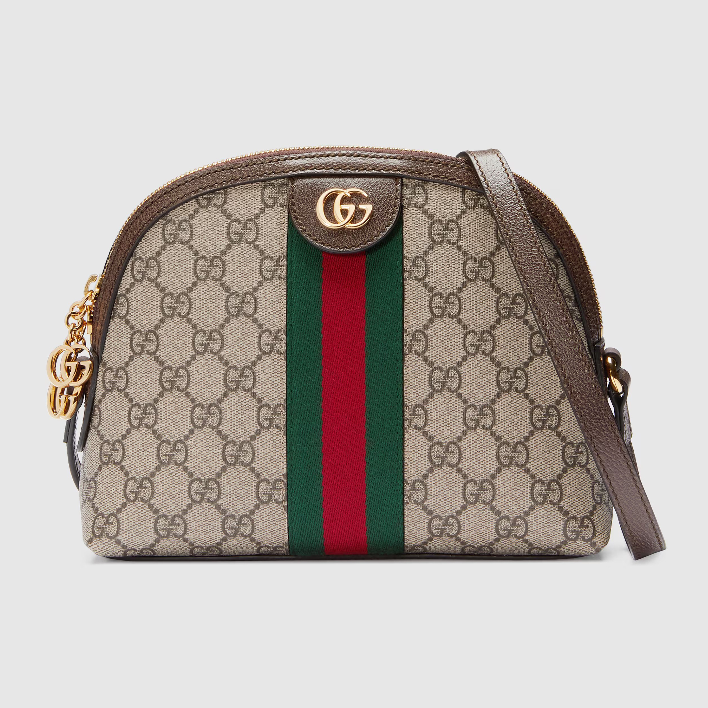 NIGO Gucci Women's Vintage GG Printed Striped Webbing Canvas Splicing Leather Casual Shell Bag Ophidia Shoulder Bag #nigo71445