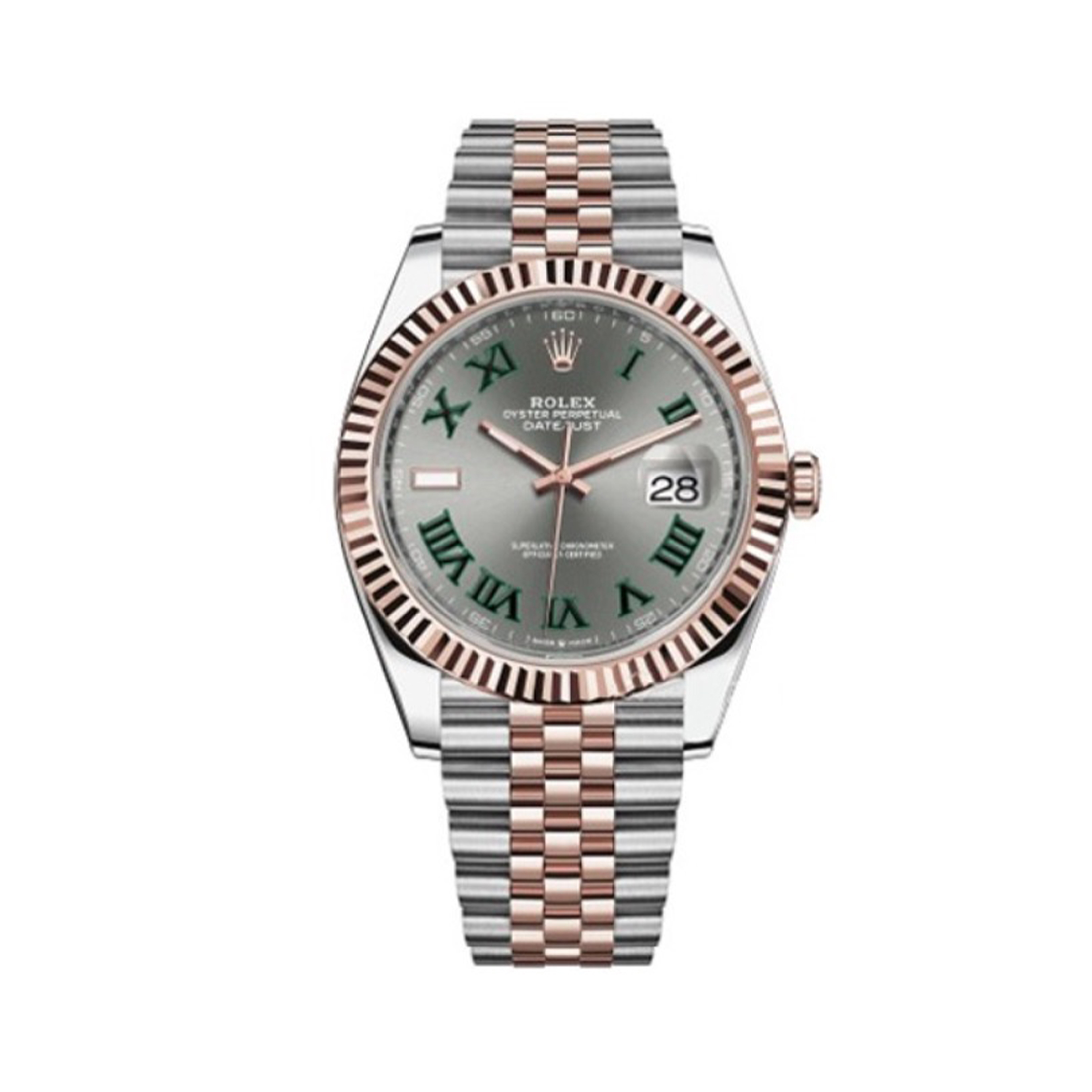 NIGO Rolex Men's Green Rolex Log Steel Strap Automatic Waterproof Movement Mechanical Watch Gray Dial #nigo71428