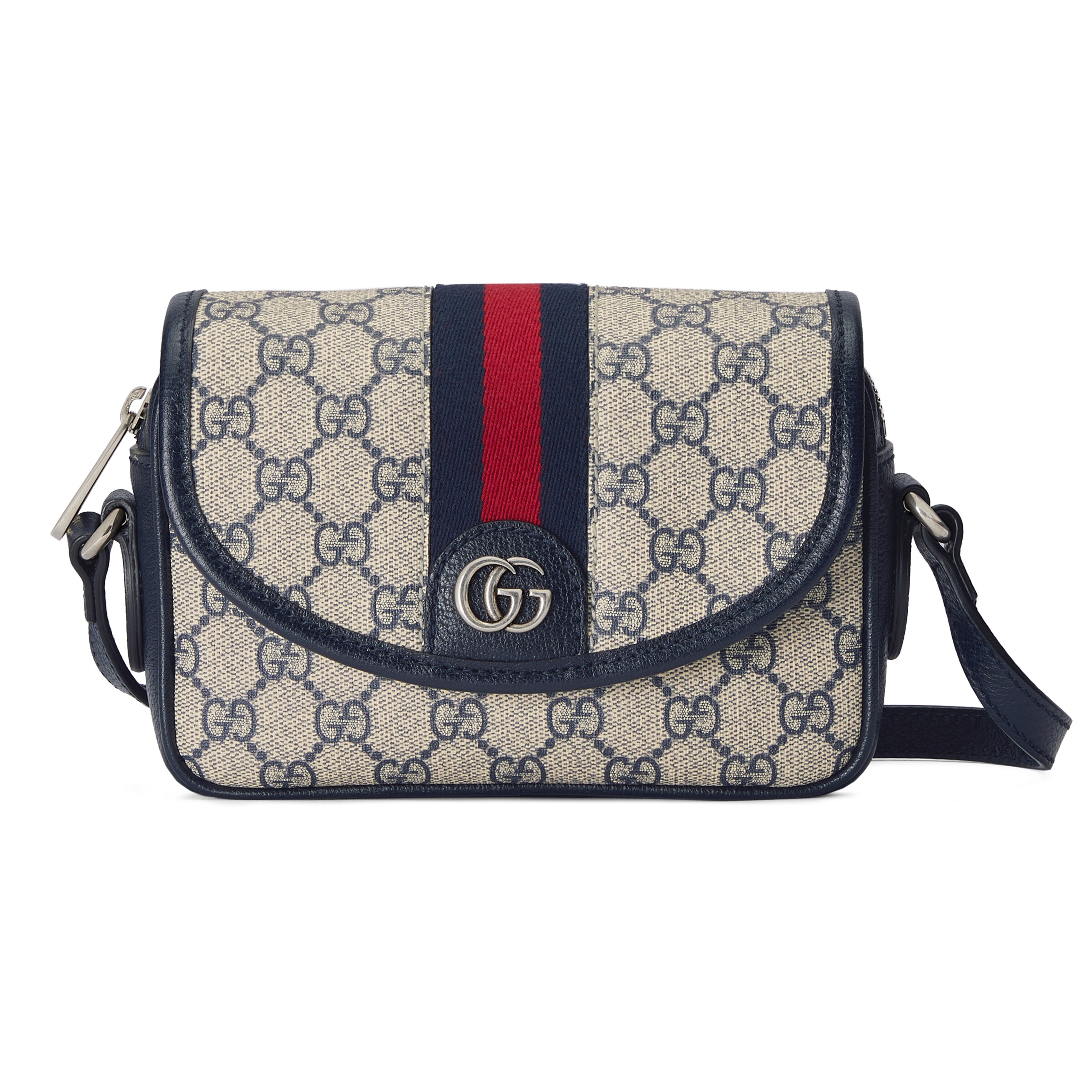 NIGO Gucci Ophidia Collection Mini Shoulder Bag Canvas Blue Leather Tumbled Double G Crossbody Bags #nigo71429