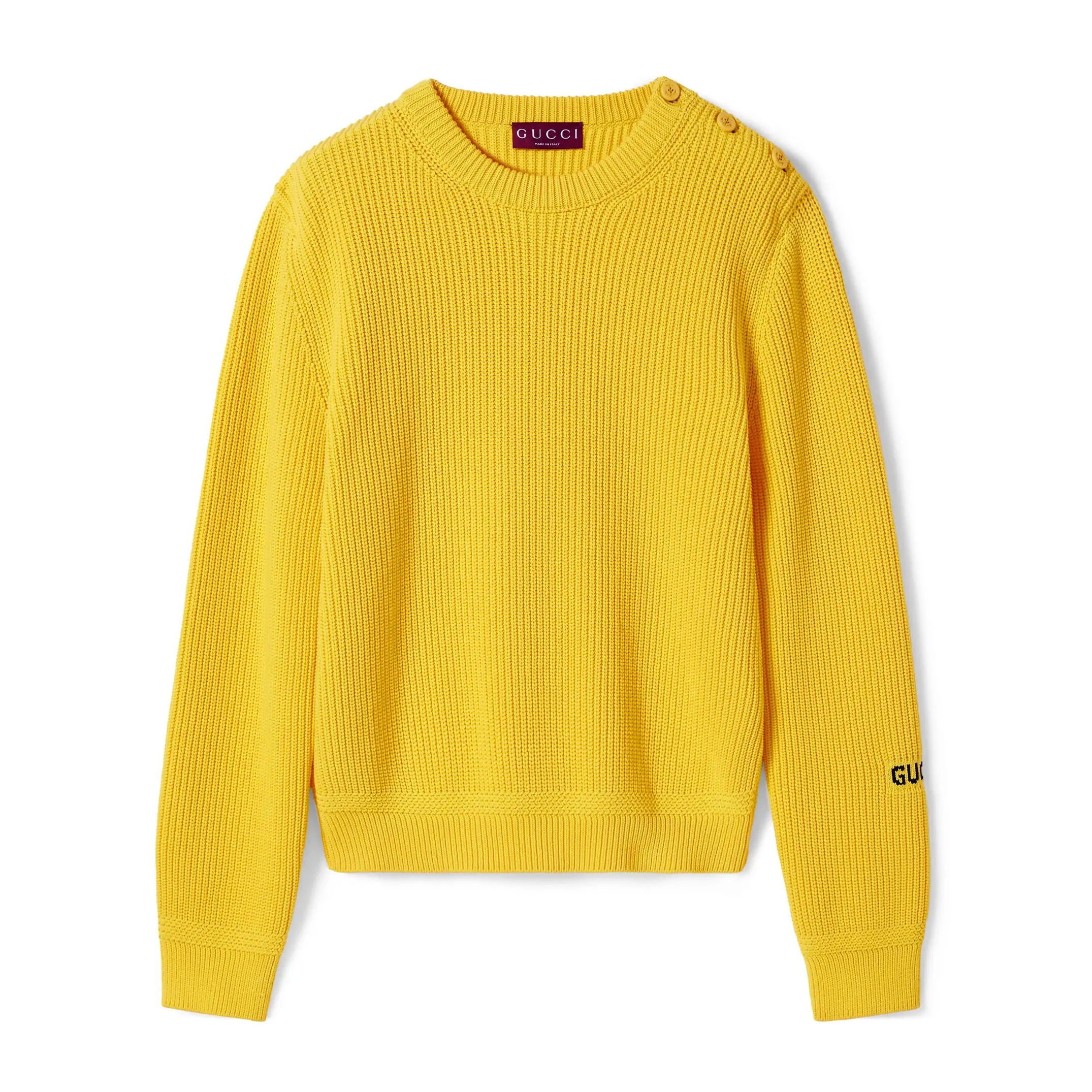 NIGO Gucci Men's Spring Summer Yellow Round Neck Loose Knit Long Sleeve Sweater #nigo72843