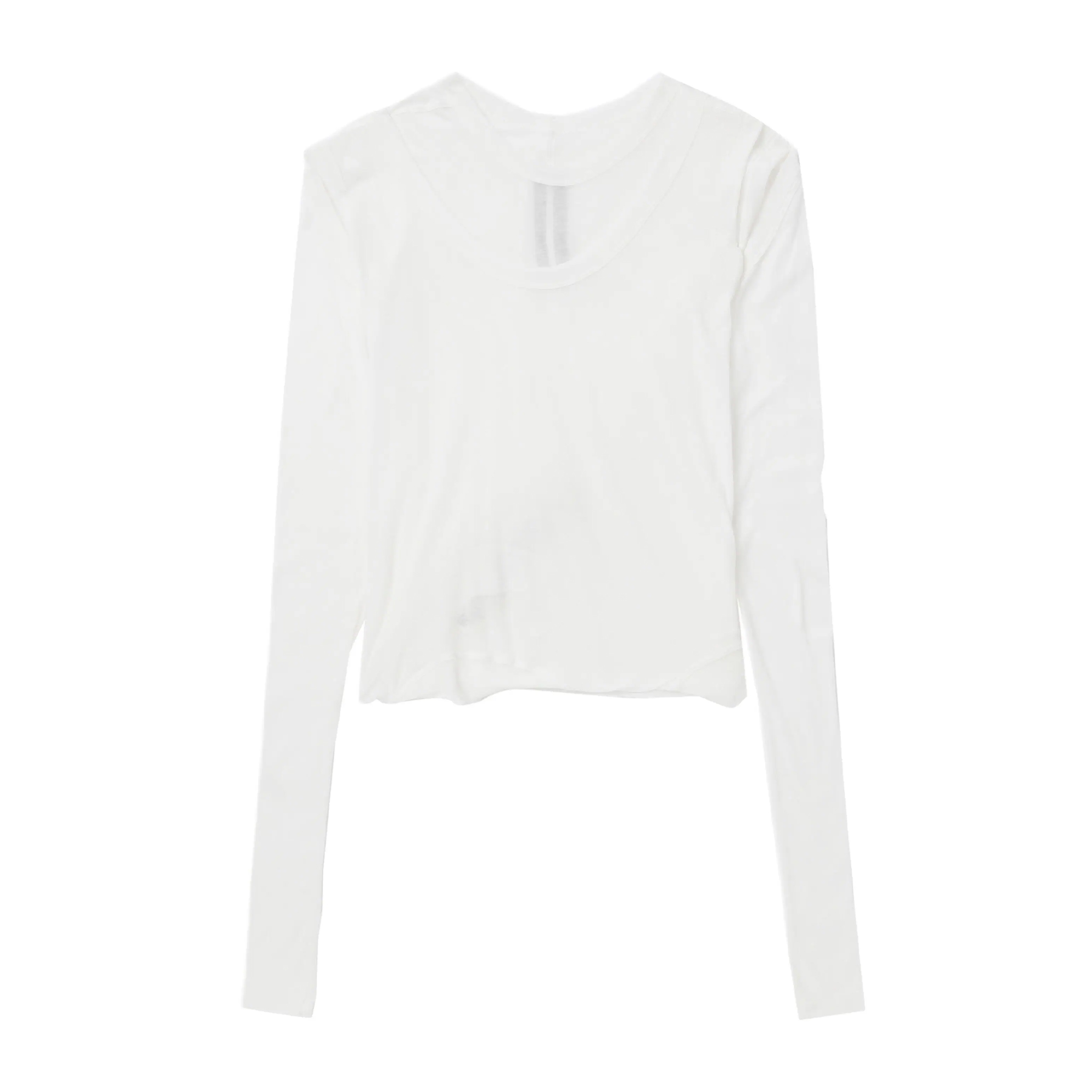 NIGO Rick Owens Women's Spring, Summer And Autumn Solid Color Layered Style Cotton Round Neck Pullover Long Sleeve Straight T-Shirt ﻿ Ngvp #nigo9174