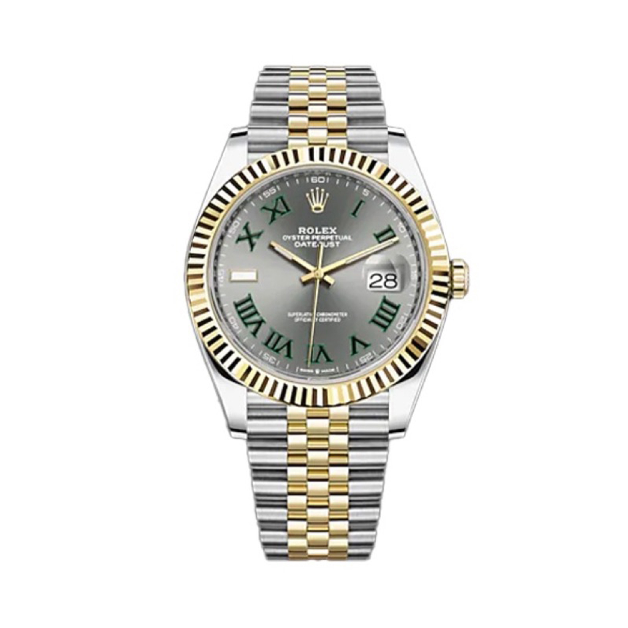 NIGO Rolex Men's Green Rolex Log Steel Strap Automatic Waterproof Movement Mechanical Watch Gray Dial #nigo71428