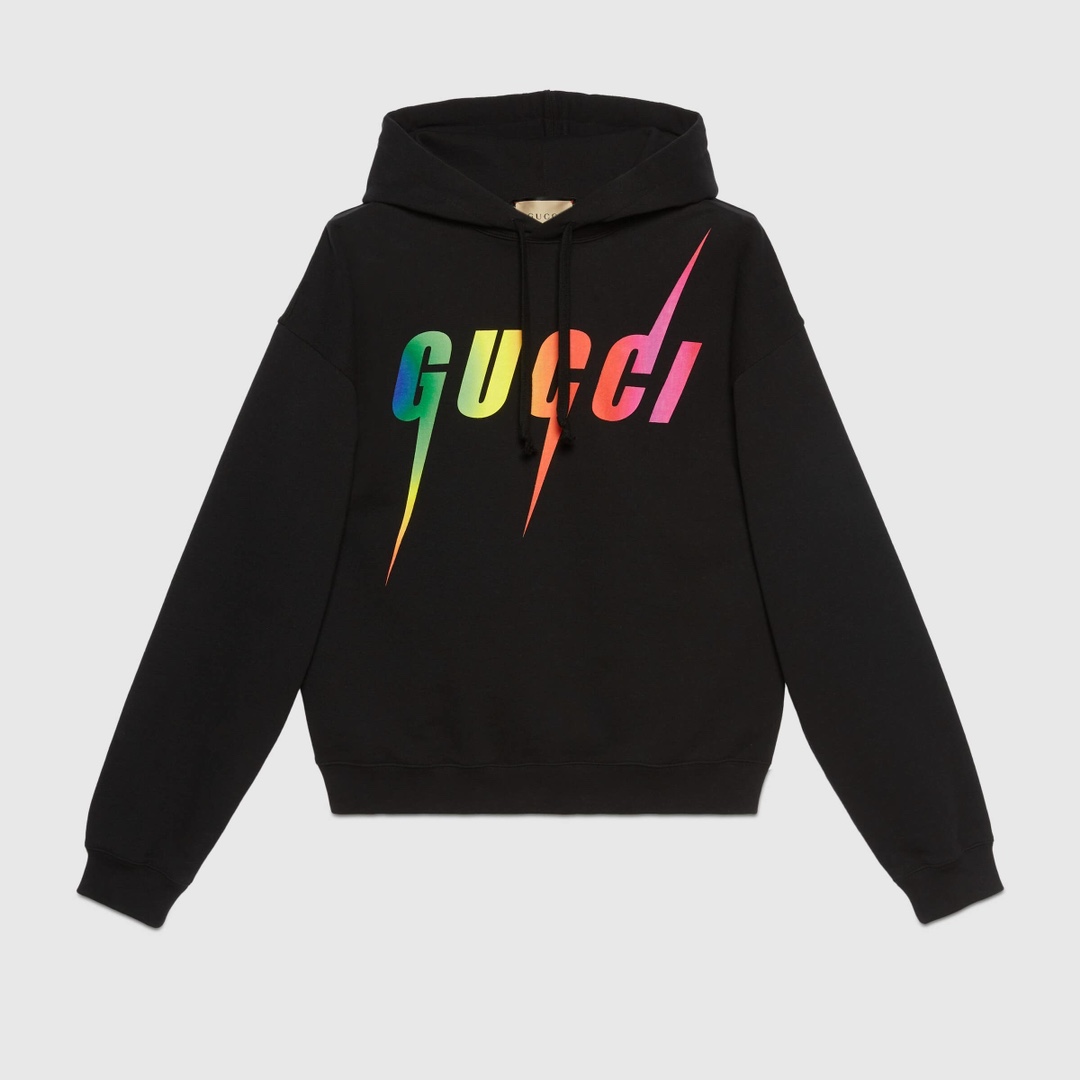 NIGO Gucci Men's Spring And Autumn High Street Style Letter Printed Cotton Loose Black Hooded Sweatshirt #nigo71447
