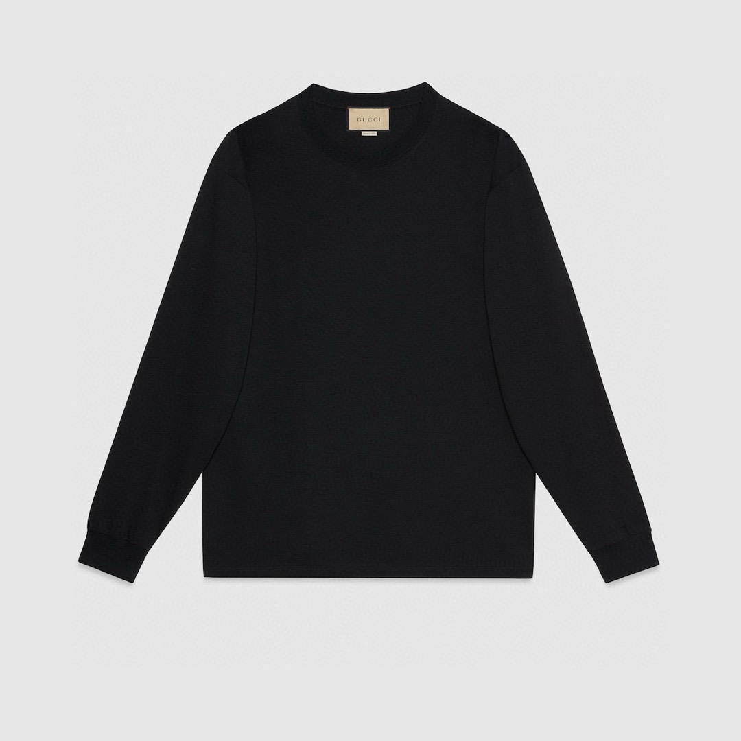 NIGO Gucci Men's Spring And Fall Cotton Round Neck Straight Casual Fitted Black Long-Sleeved T-Shirt #nigo71449