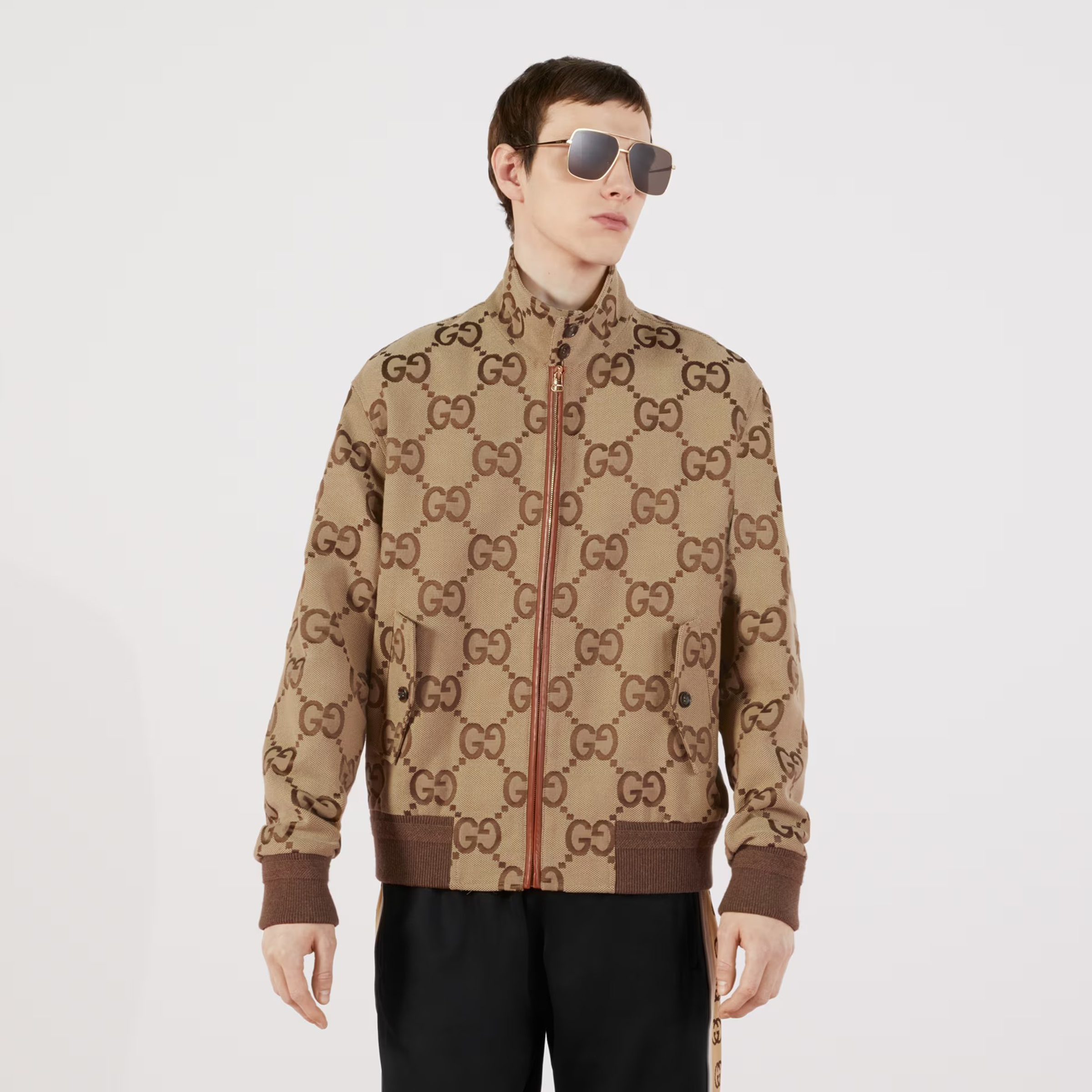 NIGO Gucci Men's Spring And Autumn GG Full Print Canvas Long Sleeve Standing Collar Fit Solid Color Jacket #nigo5161