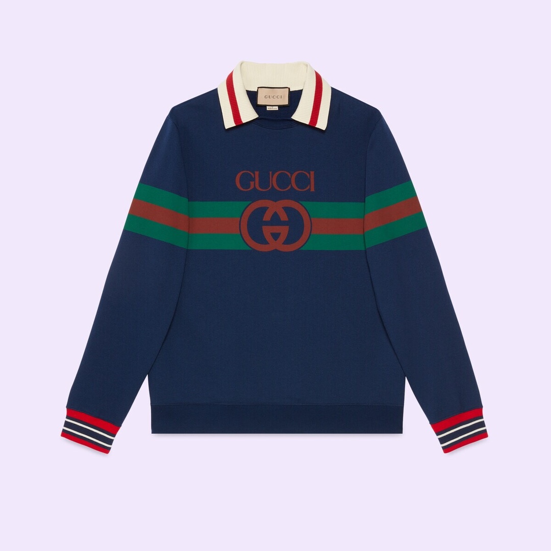 NIGO Gucci Men's Spring And Autumn Letter Color Blocking Stripe Lapel Casual Long Sleeve Sweatshirt #nigo71451