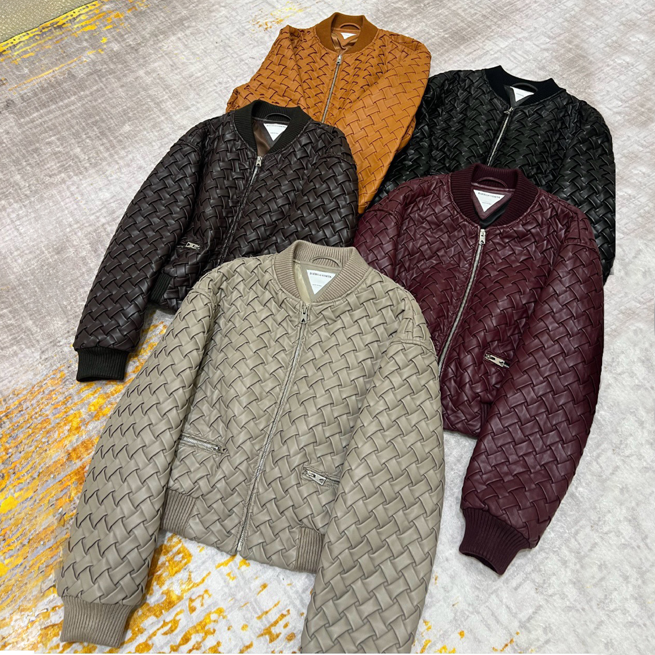 NIGO Bottega Veneta Women's Autumn And Winter Deluxe Solid Color Lapel Flight Suit Leather Button Woven Sheepskin Coat Jacket Ngvp #nigo9136