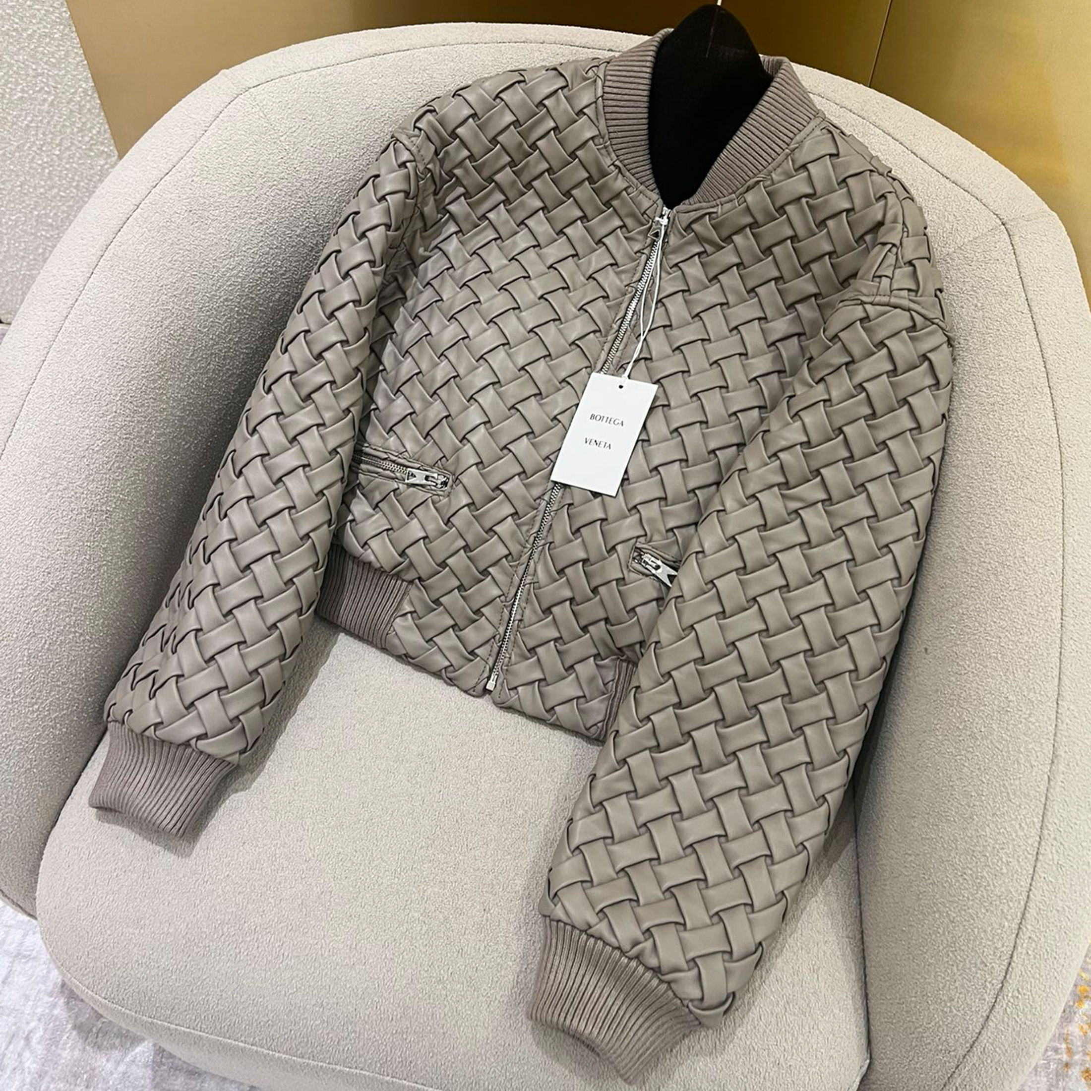 NIGO Bottega Veneta Women's Autumn And Winter Deluxe Solid Color Lapel Flight Suit Leather Button Woven Sheepskin Coat Jacket Ngvp #nigo9136