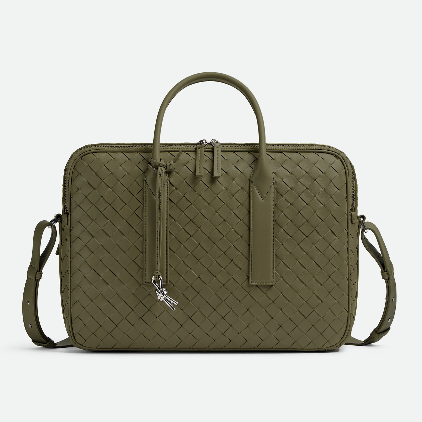 NIGO Bottega Veneta Men's Solid Color Cowhide Woven Removable Shoulder Strap Getaway Large Briefcase Casual Shoulder Bag #nigo71454