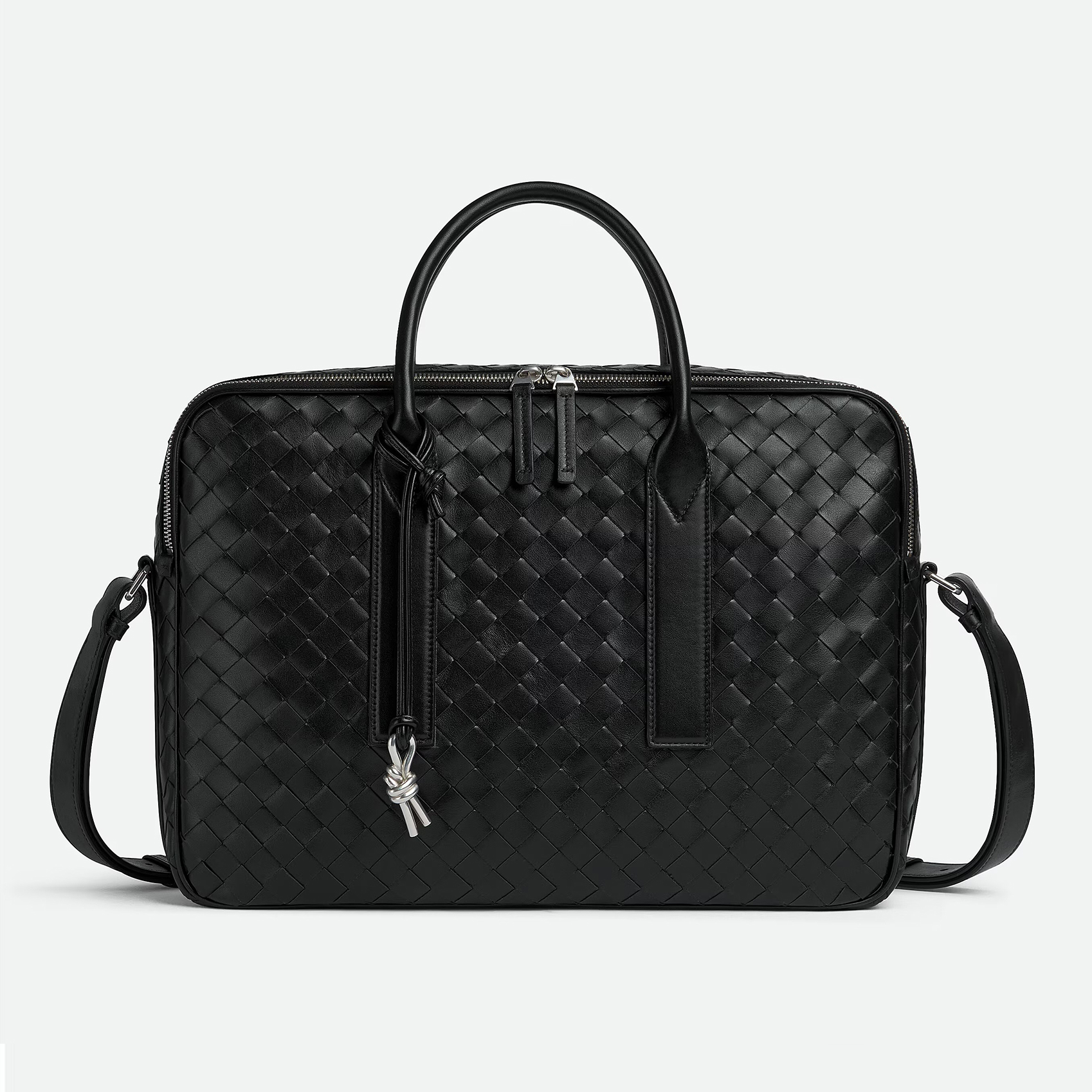 NIGO Bottega Veneta Men's Solid Color Cowhide Woven Removable Shoulder Strap Getaway Large Briefcase Casual Shoulder Bag #nigo71454