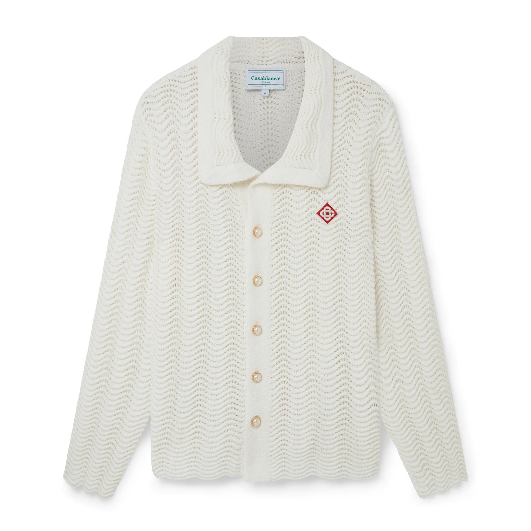 NIGO Casablanca Men's Summer White Lapel Single Breasted Skeleton Long Sleeve Knit Jacket #nigo72868