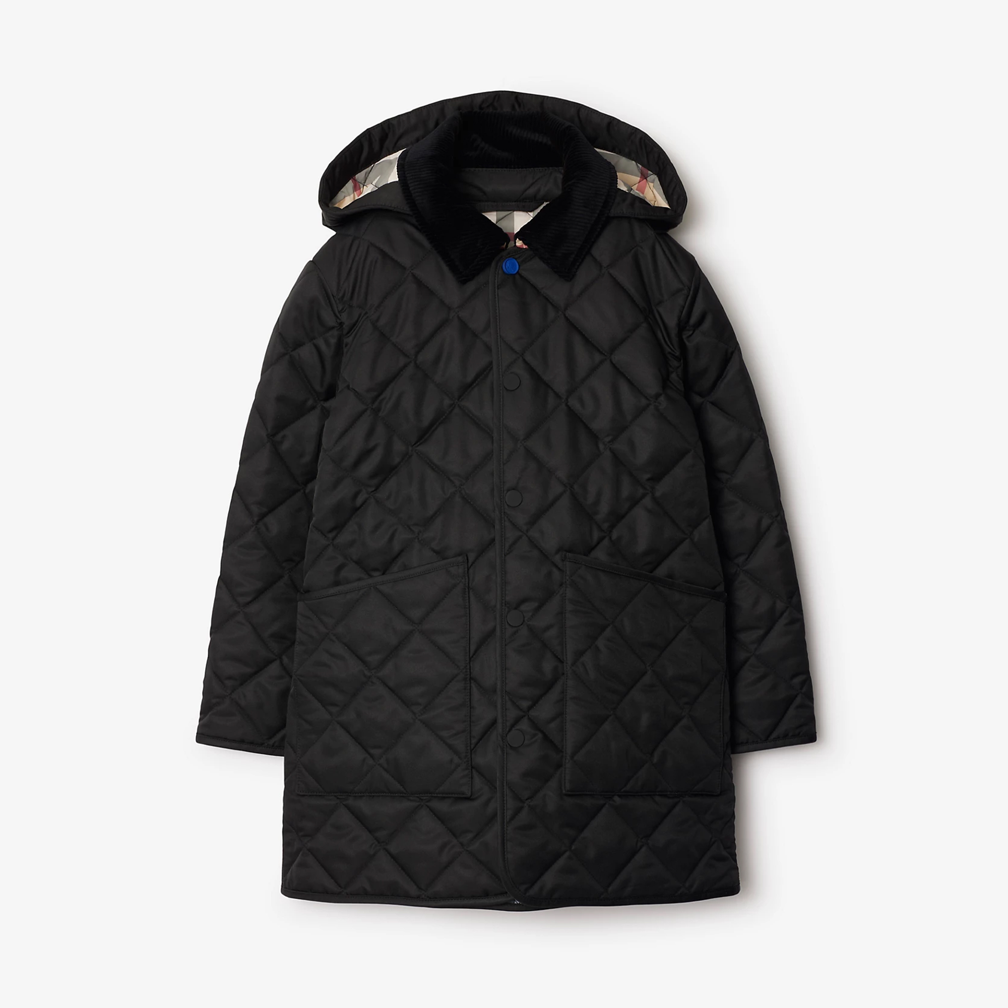 NIGO Burberry Kid's Autumn And Winter Solid Color Diamond Plaid Mid-Length Hooded Loose Quilted Coat #nigo31338