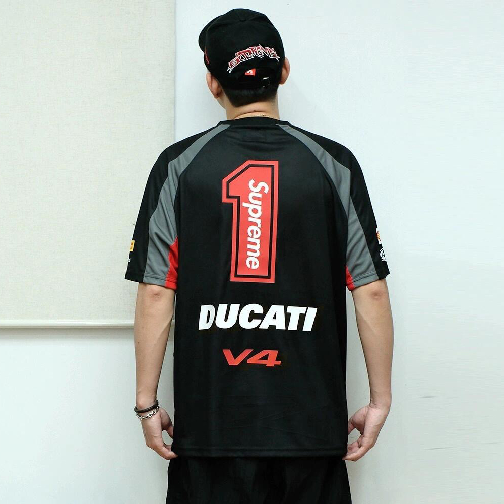 NIGO Supreme X DUCATI Men's And Women's Summer Logo Letter Print Loose Short Sleeved Soccer T-shirt #nigo72872