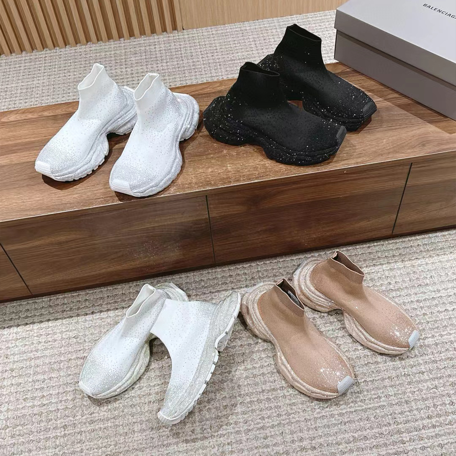 NIGO Balenciaga Men's Women's Fashion Diamond Socks Shoes Stretch Shoes Casual 3XL Sneakers Shoes Ngvp #nigo9179