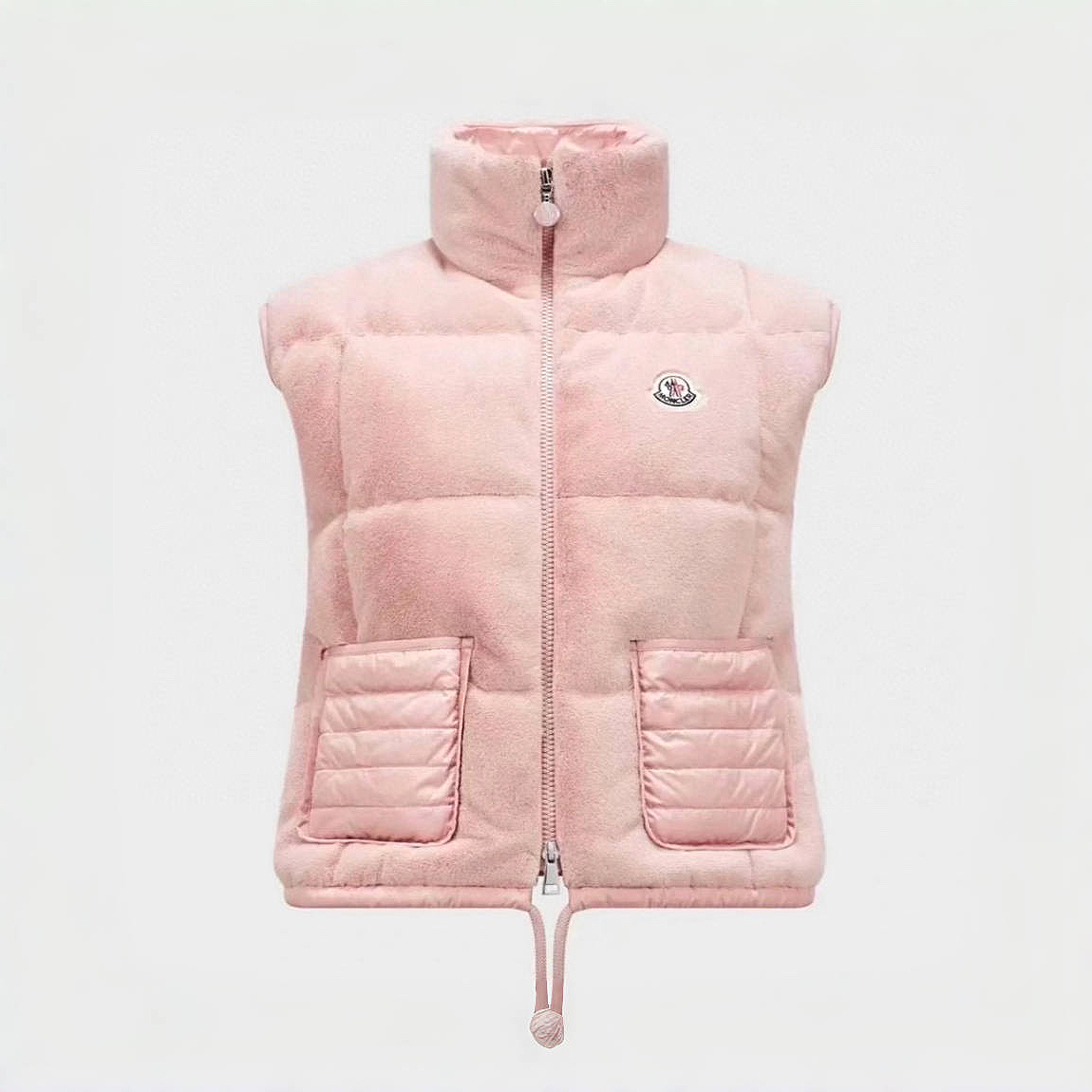 NIGO Moncler Women's Spring and Autumn Pink Logo Zipper Drawstring Down Sleeveless Vest Jacket #nigo72875