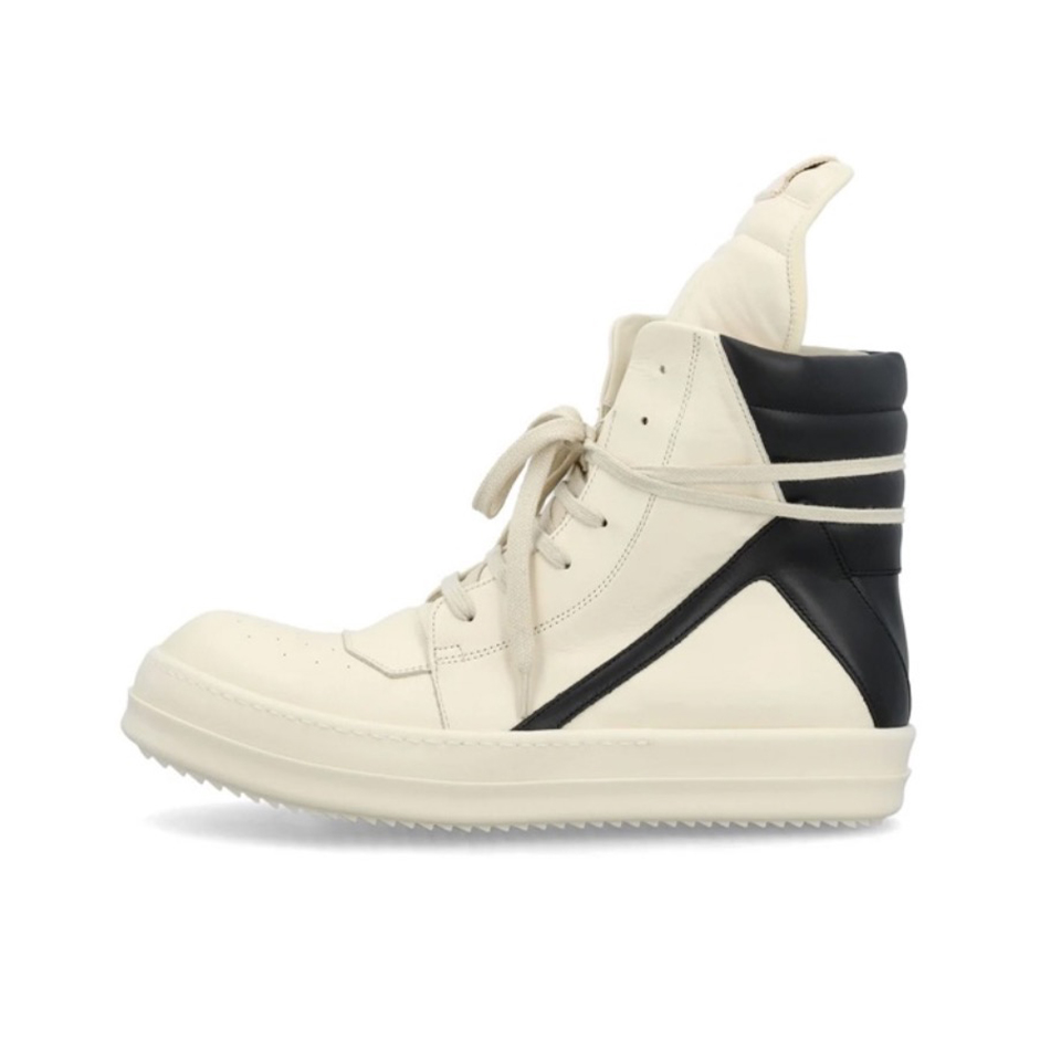 NIGO Rick Owens Men's Four Seasons Black And White Color Matching Inverted Triangle Calf Leather Fashion Comfortable Round Head Casual Plate Shoes #nigo71463
