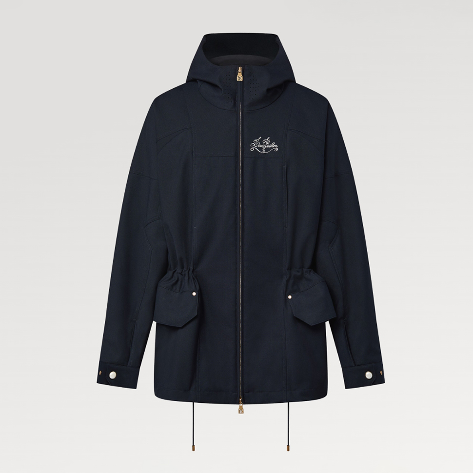 NIGO Louis Vuitton Men's Solid Logo Embroidered Hooded Zipper Blue Long Sleeve Fitted Parker Jacket Coat #nigo71458