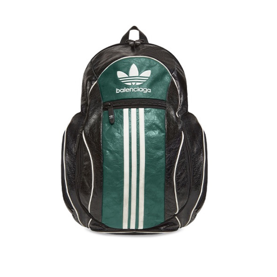 NIGO Balenciaga X Adidas Men's Embossed Logo Zipper Closure Backpack Casual Stripe Solid Leather Shoulder Bag #nigo71465