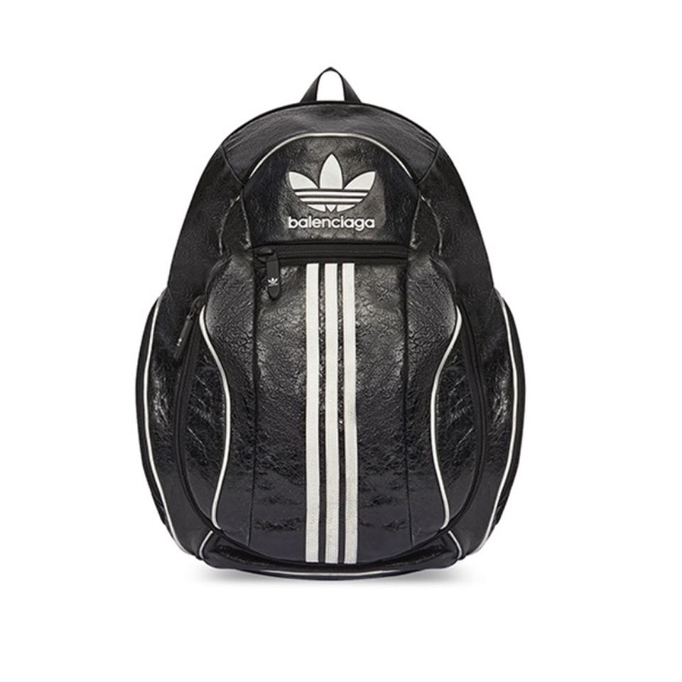 NIGO Balenciaga X Adidas Men's Embossed Logo Zipper Closure Backpack Casual Stripe Solid Leather Shoulder Bag #nigo71465