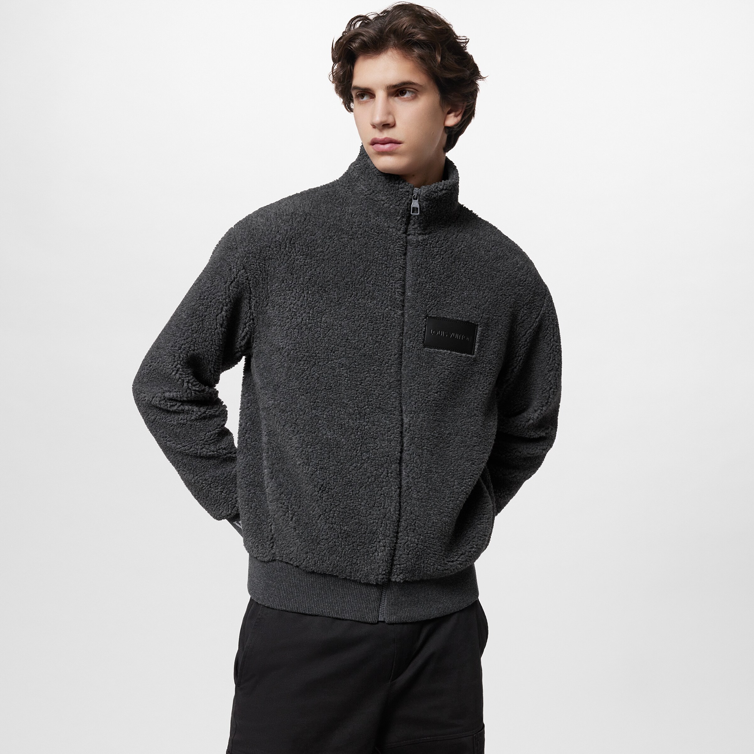 NIGO Louis Vuitton Men's Spring & Autumn Solid Color Logo Jacquard Suede Drawstring Zipper Long Sleeve Jacket #nigo71471