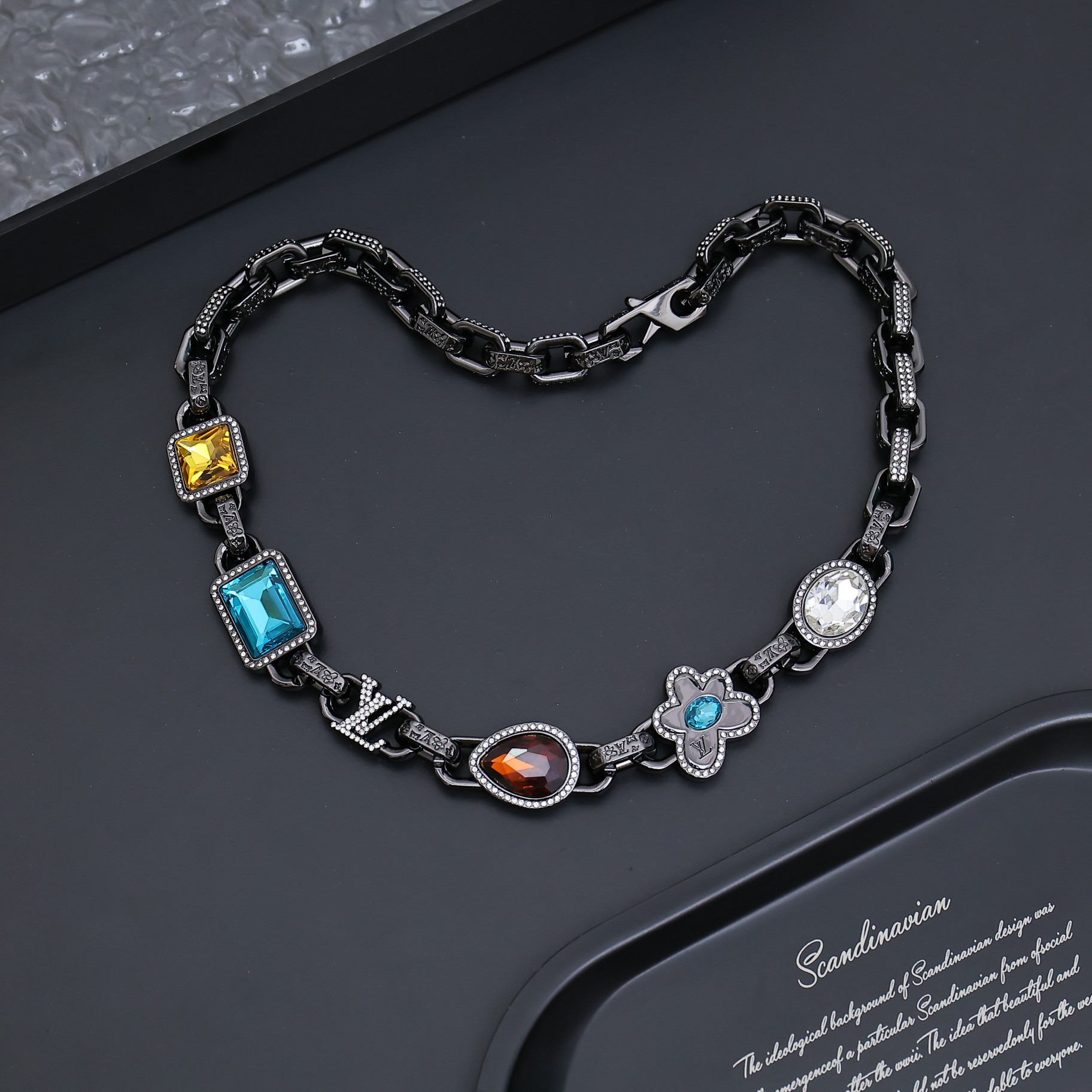 NIGO Louis Vuitton Men's Women's Trend PARADISE STONE Fashion Inlay Design Necklace Jewelry #nigo71516