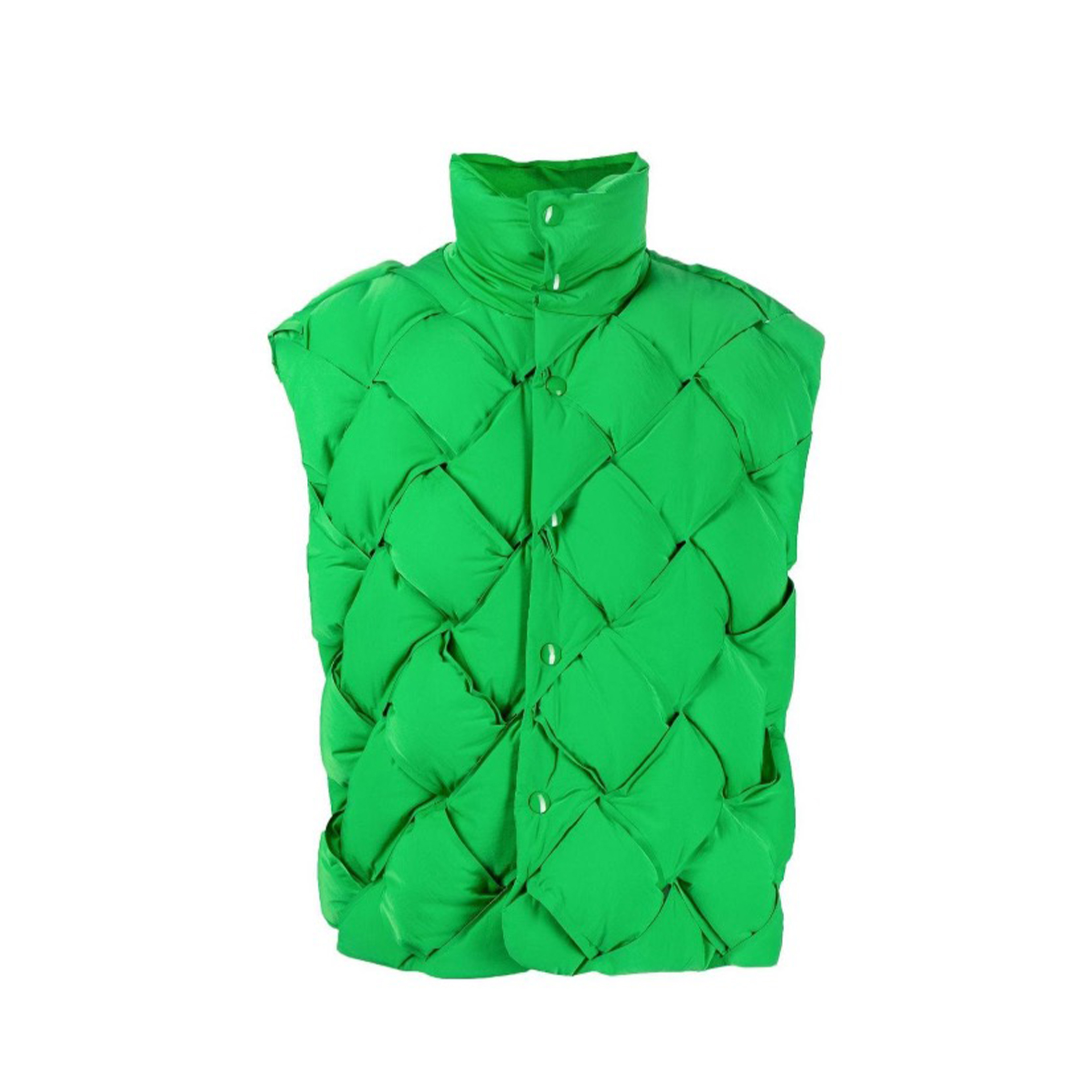 NIGO Bottega Veneta Men's Women's Woven Down Vest Solid Color Standing Collar Single Breasted White Duck Down Jacket Vest Ngvp #nigo7216