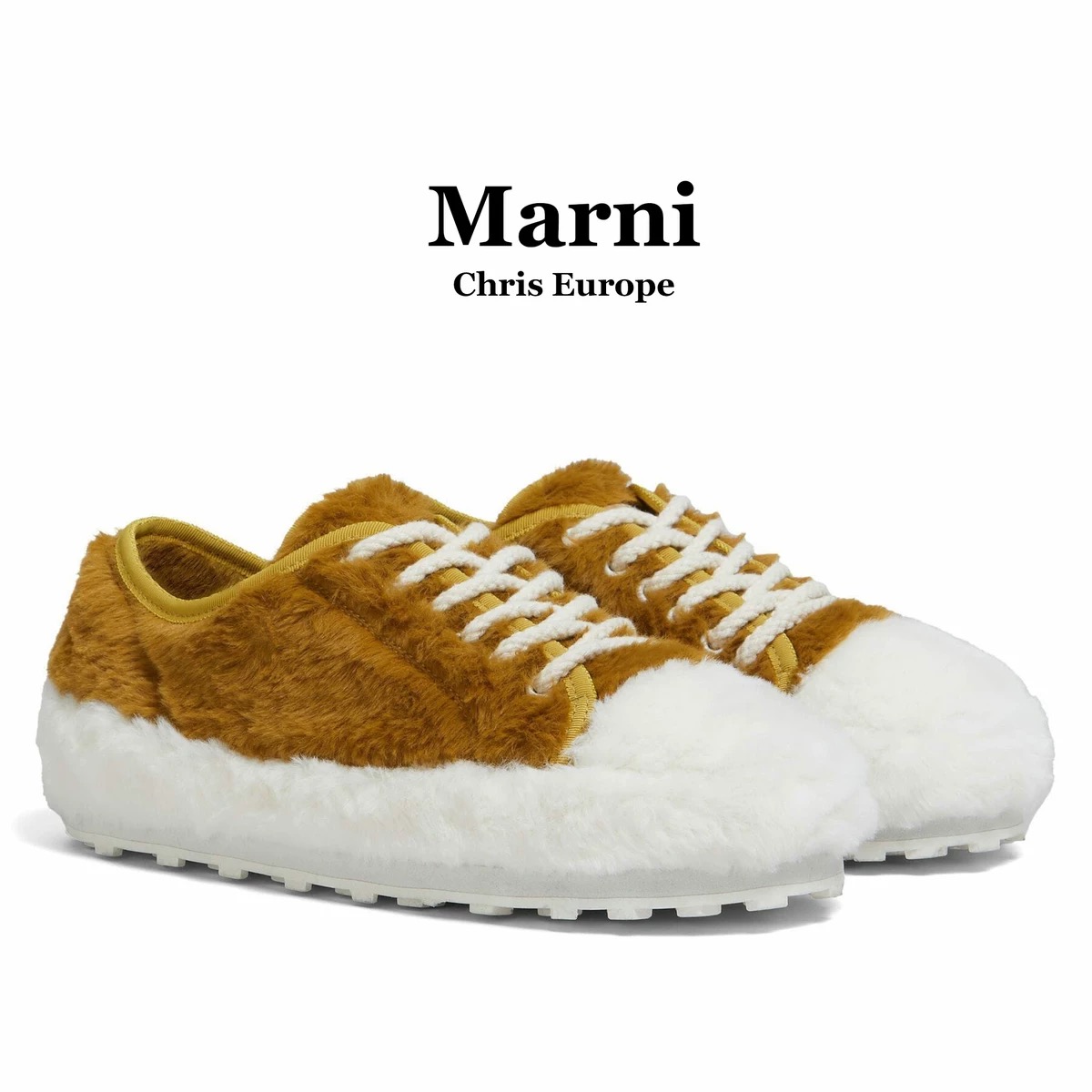 NIGO MARNI Women's Fall And Winter Fur Shoes Fashion Casual Round Head Rabbit Hair Lace-up Sneakers Ngvp #nigo9144