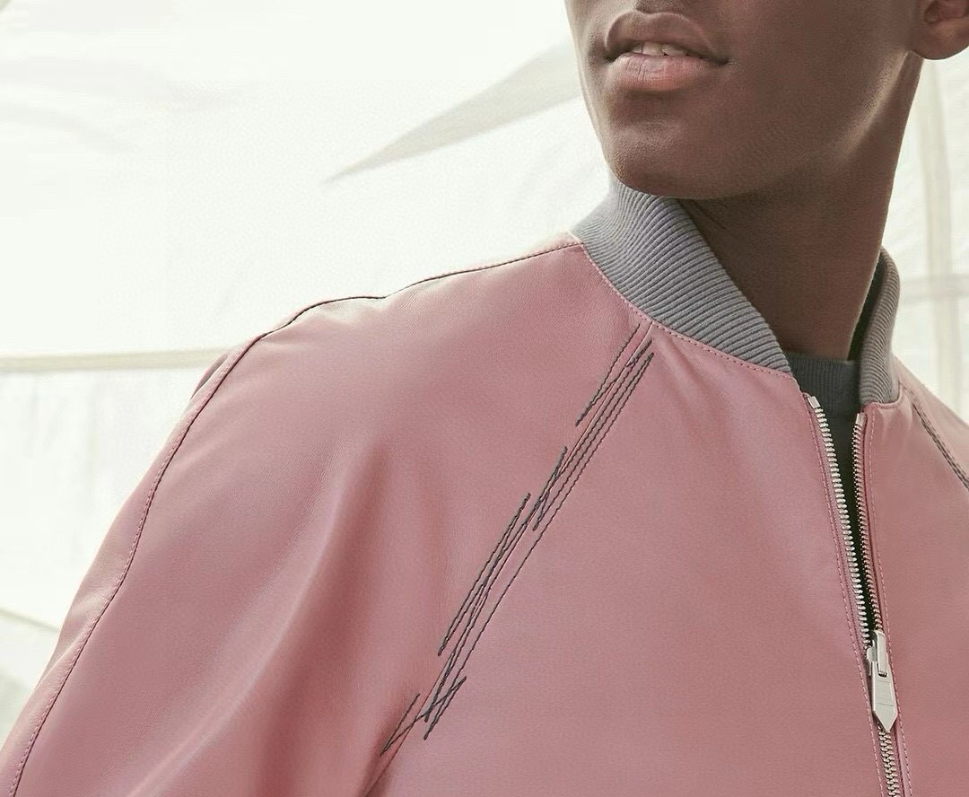 NIGO Hermes Men's Autumn And Winter Solid Color Baseball Clothing Leather Jacket Vintage Casual Sheepskin Leather Jacket #nigo71519