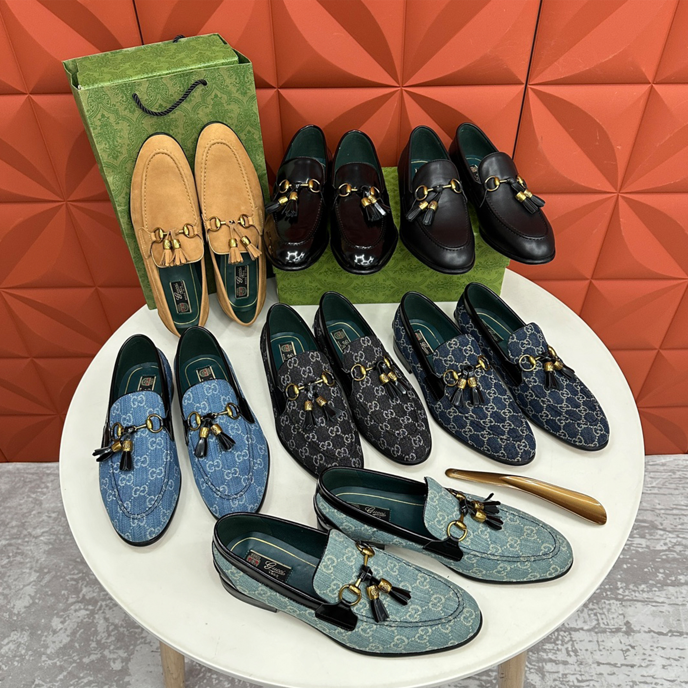 NIGO Gucci Jordaan Collection Men's Horsebit Tassel Loafers Leather Shoes Cowhide Vintage Fashion Driving Shoes #nigo71499