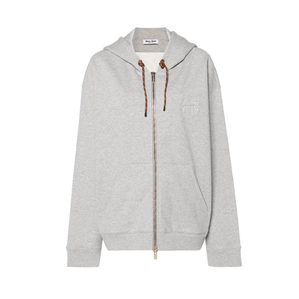 NIGO MiuMiu Women's Spring & Autumn Solid Color Logo Zipper Cotton Long Sleeve Surf Rope Hooded Sweatshirt #nigo71512