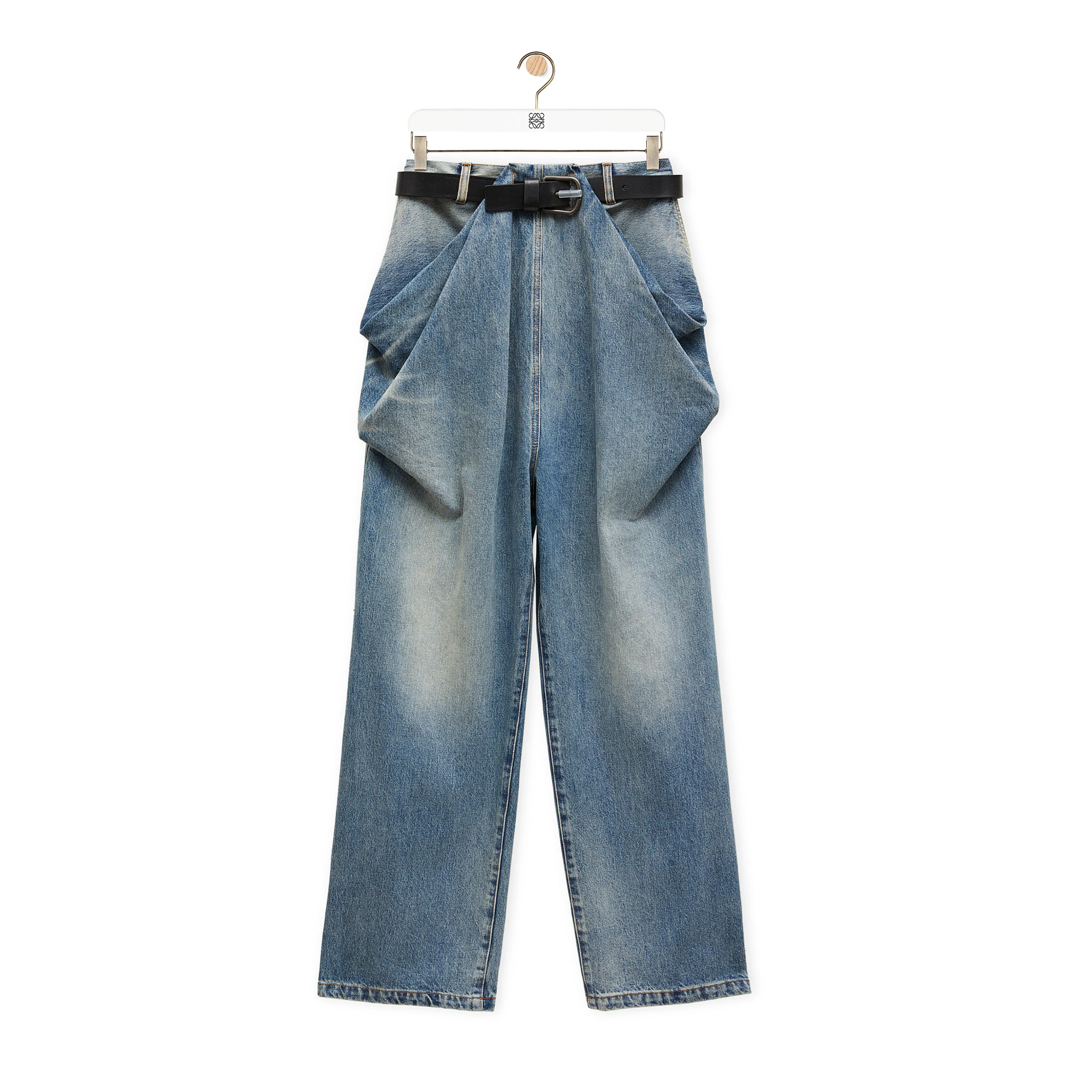 NIGO Loewe Women's Four Seasons Vintage Blue Washed Fashion Frayed High Waist Denim Trousers Ngvp #nigo9148